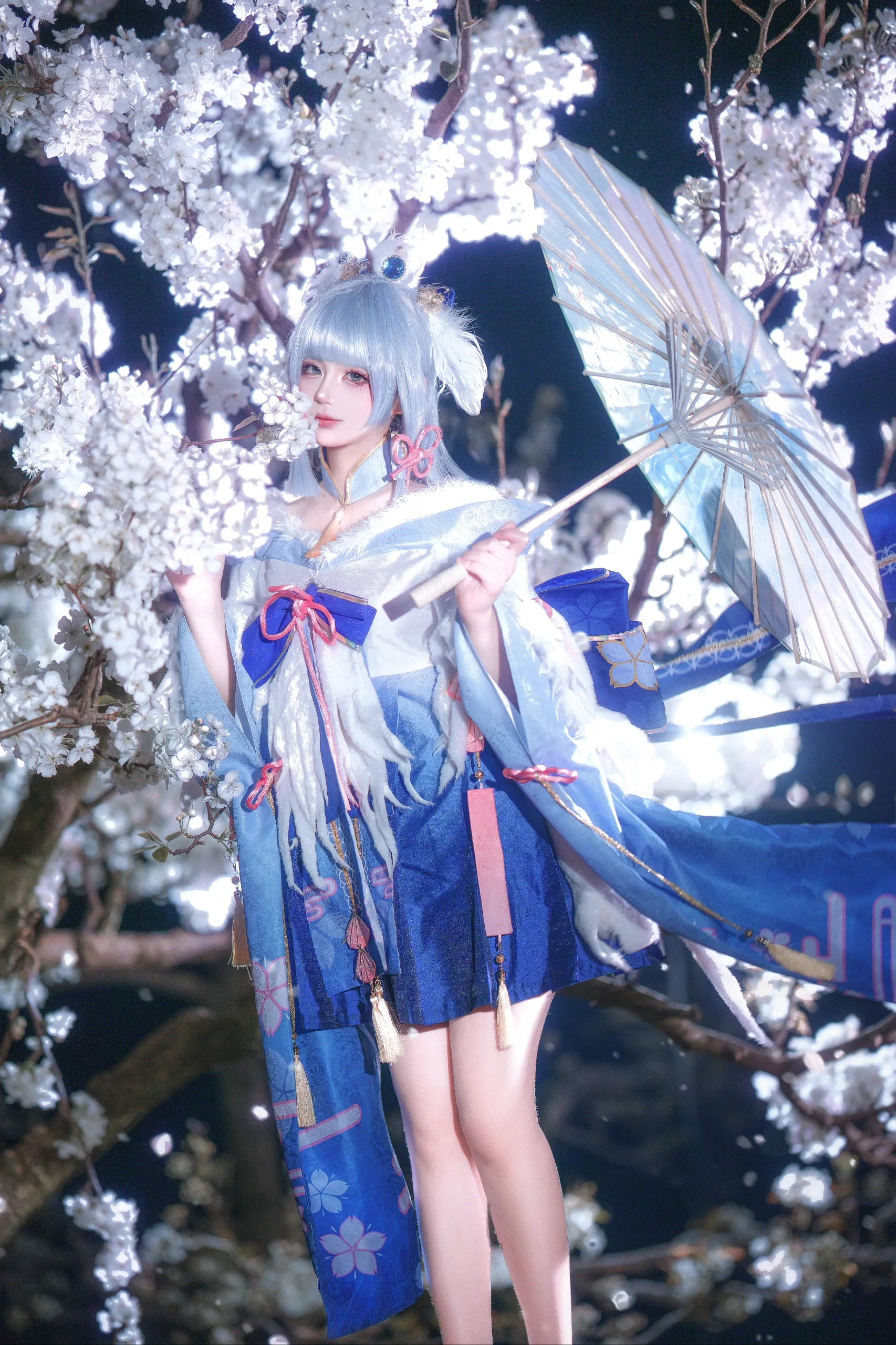 【神裡綾華cos】夜櫻下的白鷺公主
