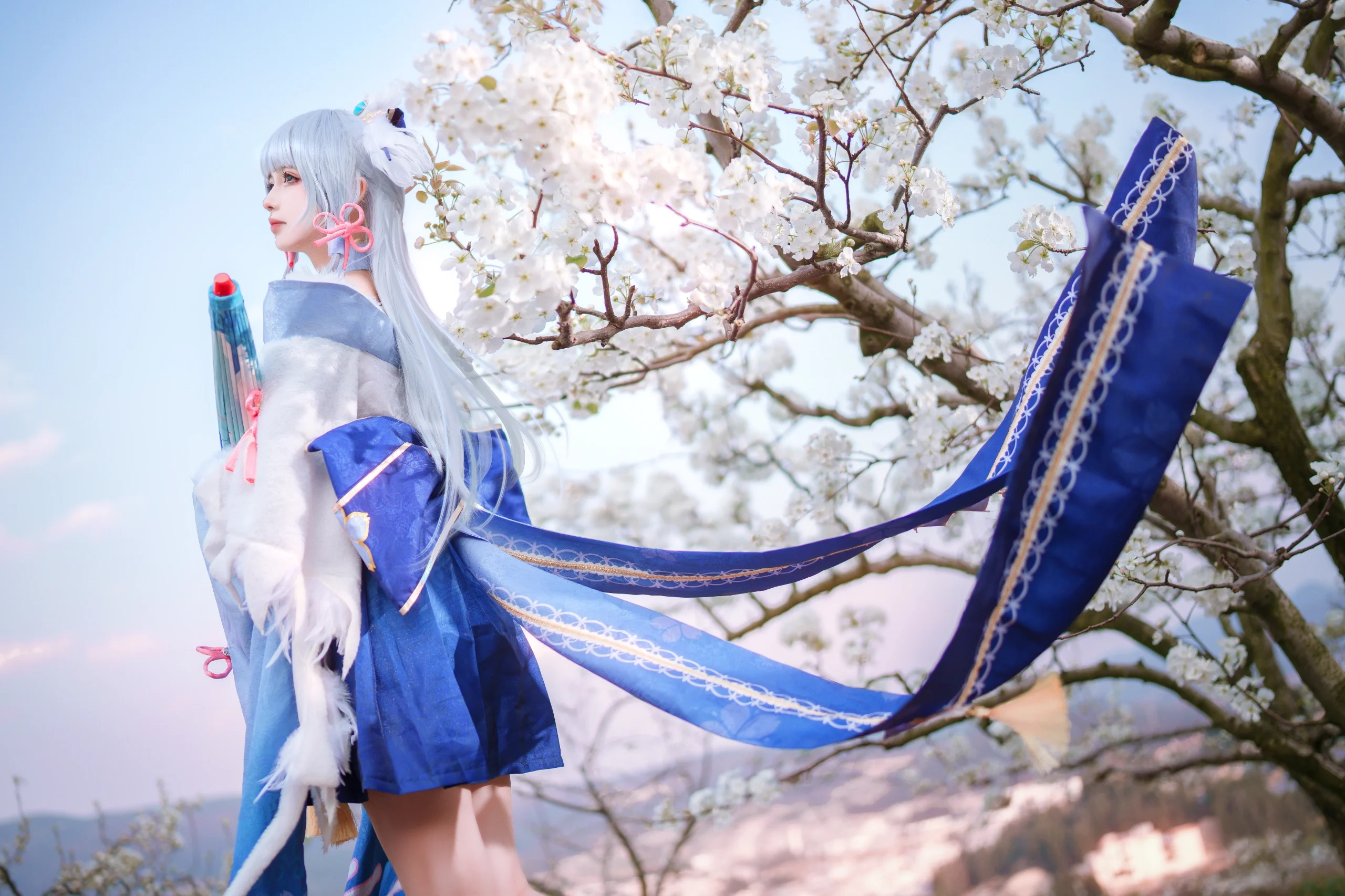 【神里绫华cos】花枝与清风，定格春日蓝白