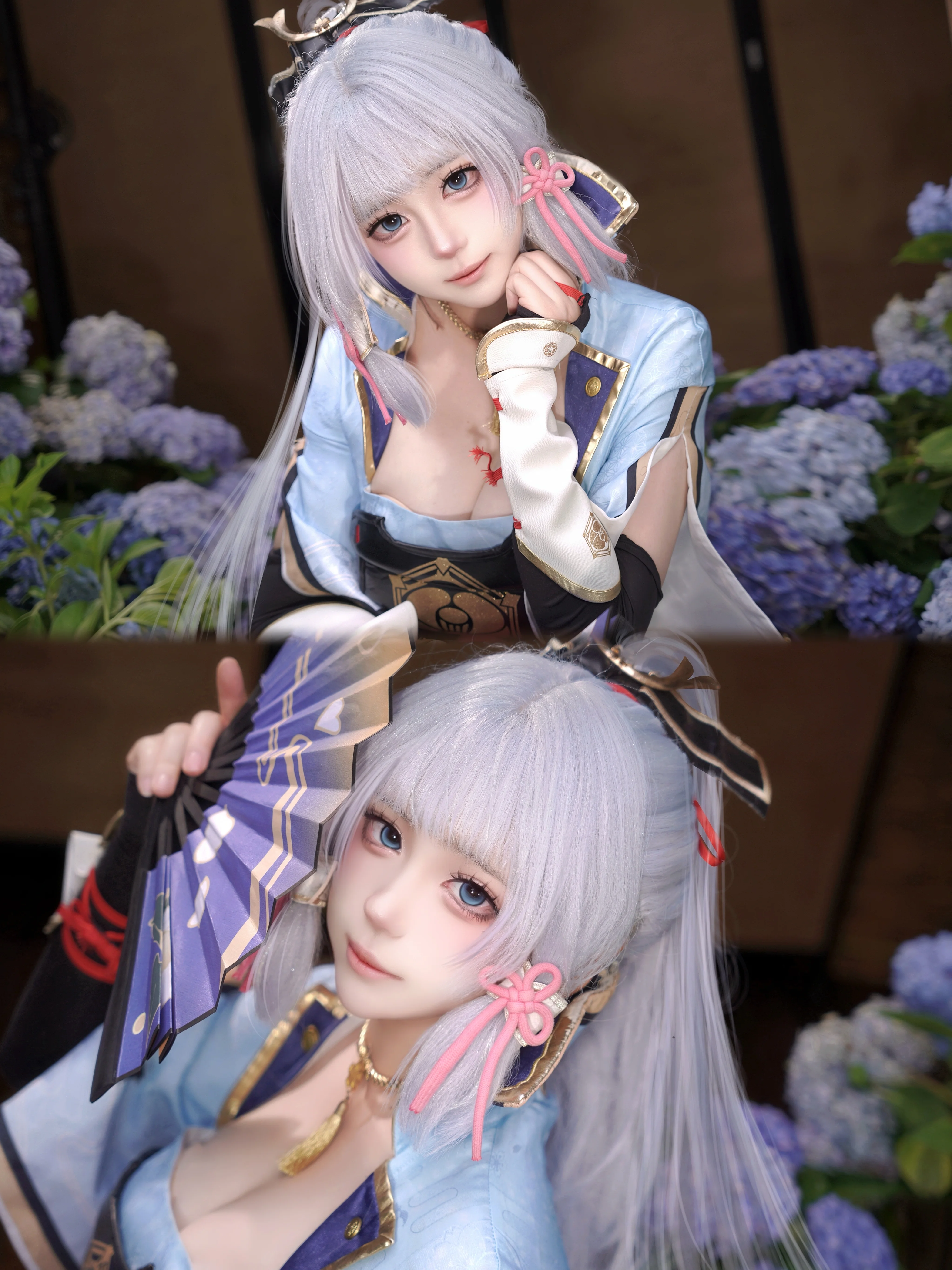 【神里绫华cos】原神白鹭公主折扇轻摇的优雅瞬间 - 第 1 张