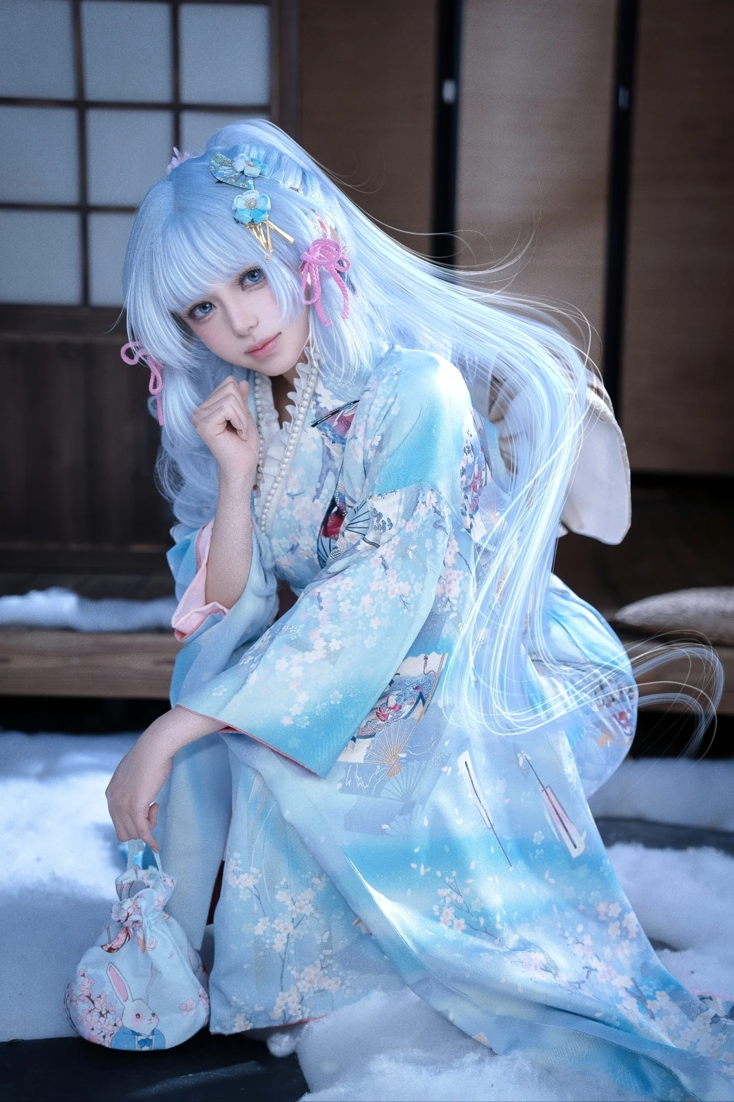 【神里绫华cos】白鹭公主的冬日和室写真 - 第 1 张