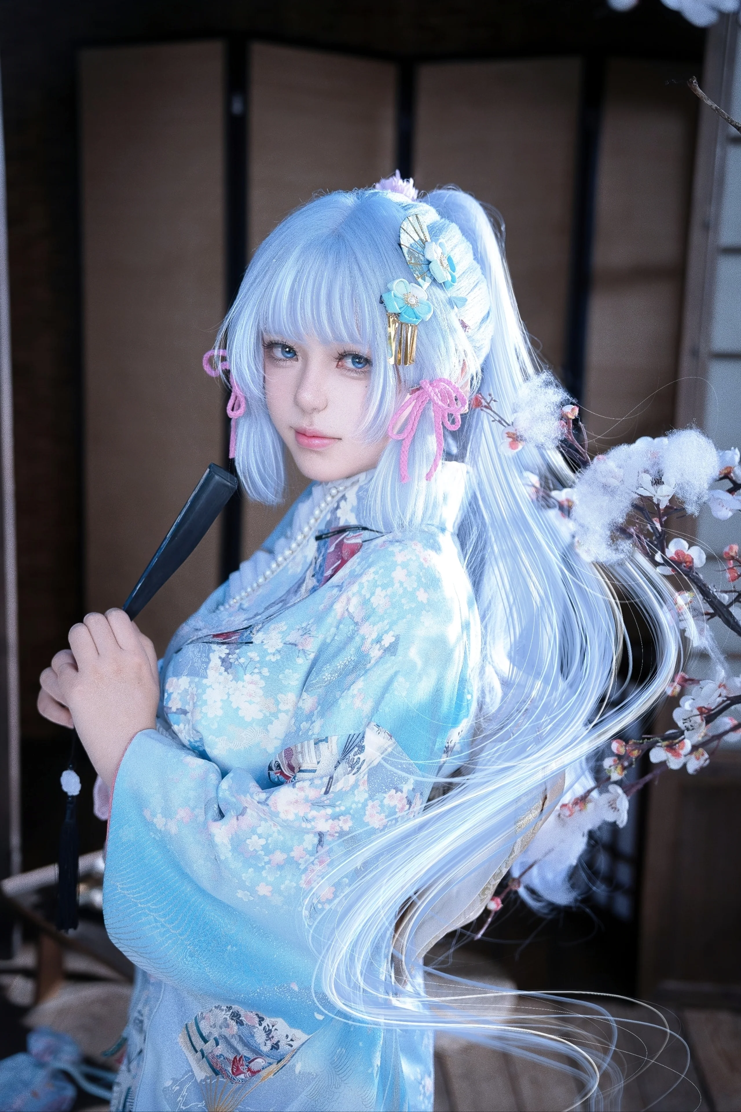 【神里绫华cos】白鹭公主的冬日和室写真