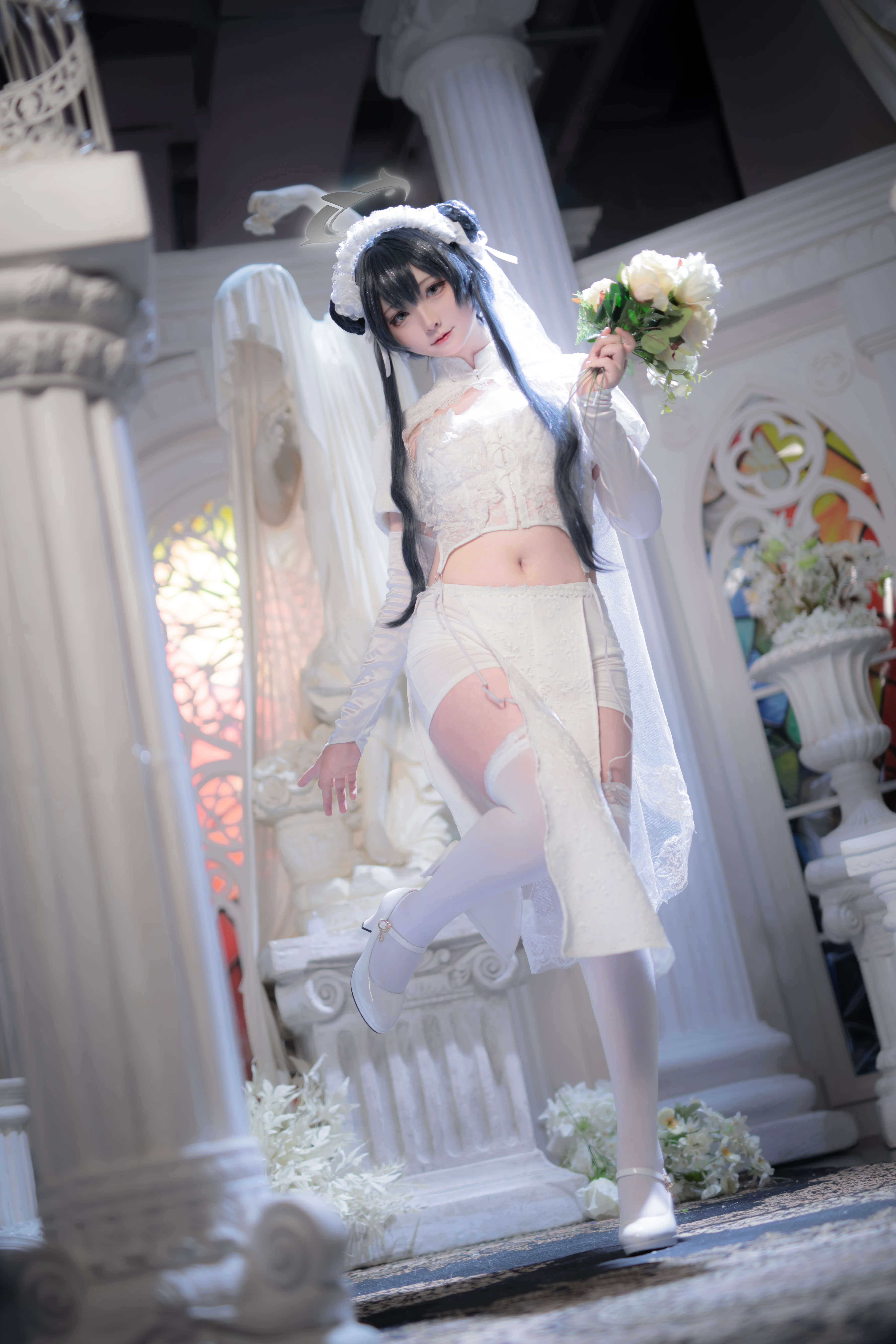 [Misaki cosplay] Blue Archive Pure White Wedding Dress Church Special - Image 3