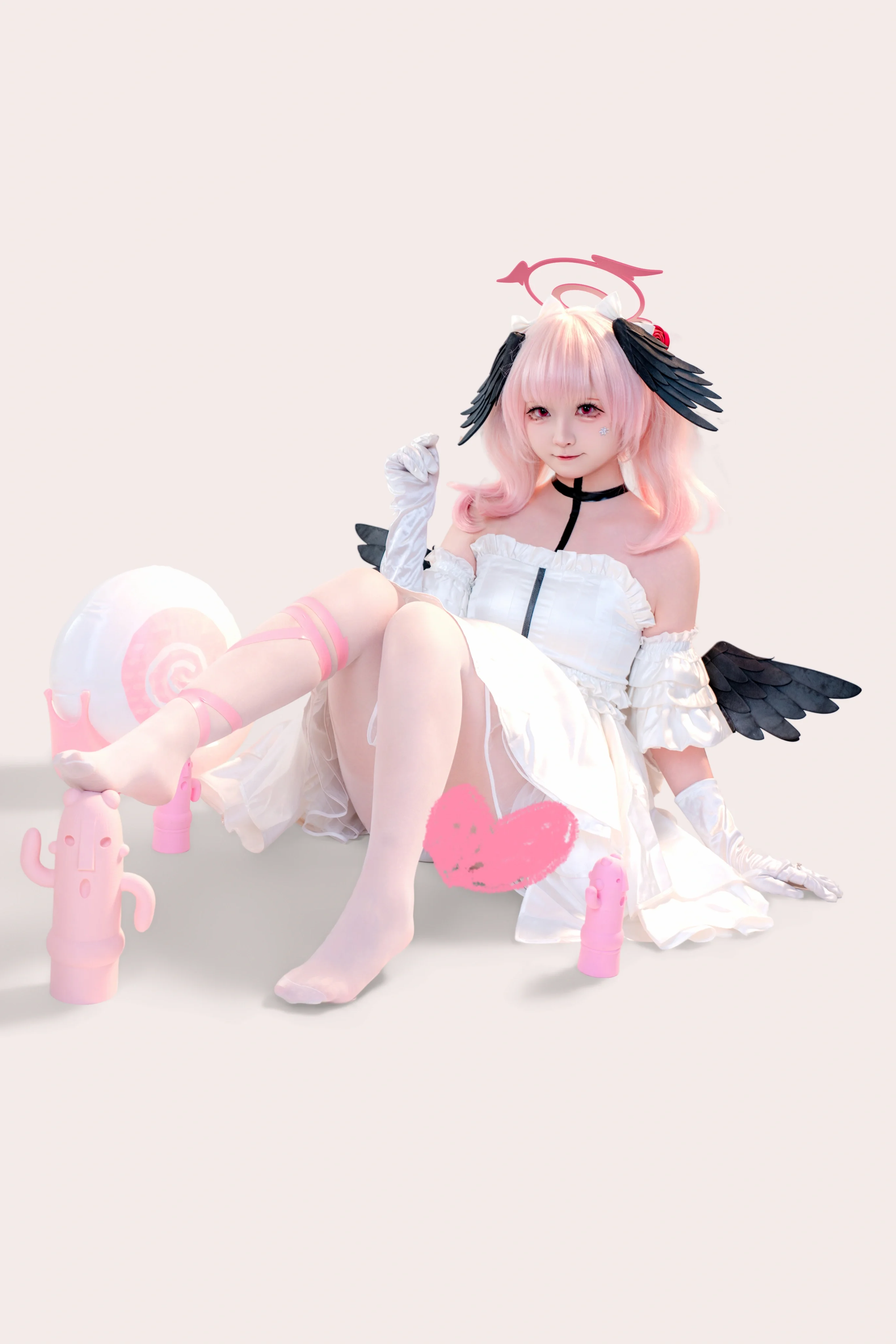 【下江小春cos】蔚蓝档案里的天使降临，白色纱裙出片实录