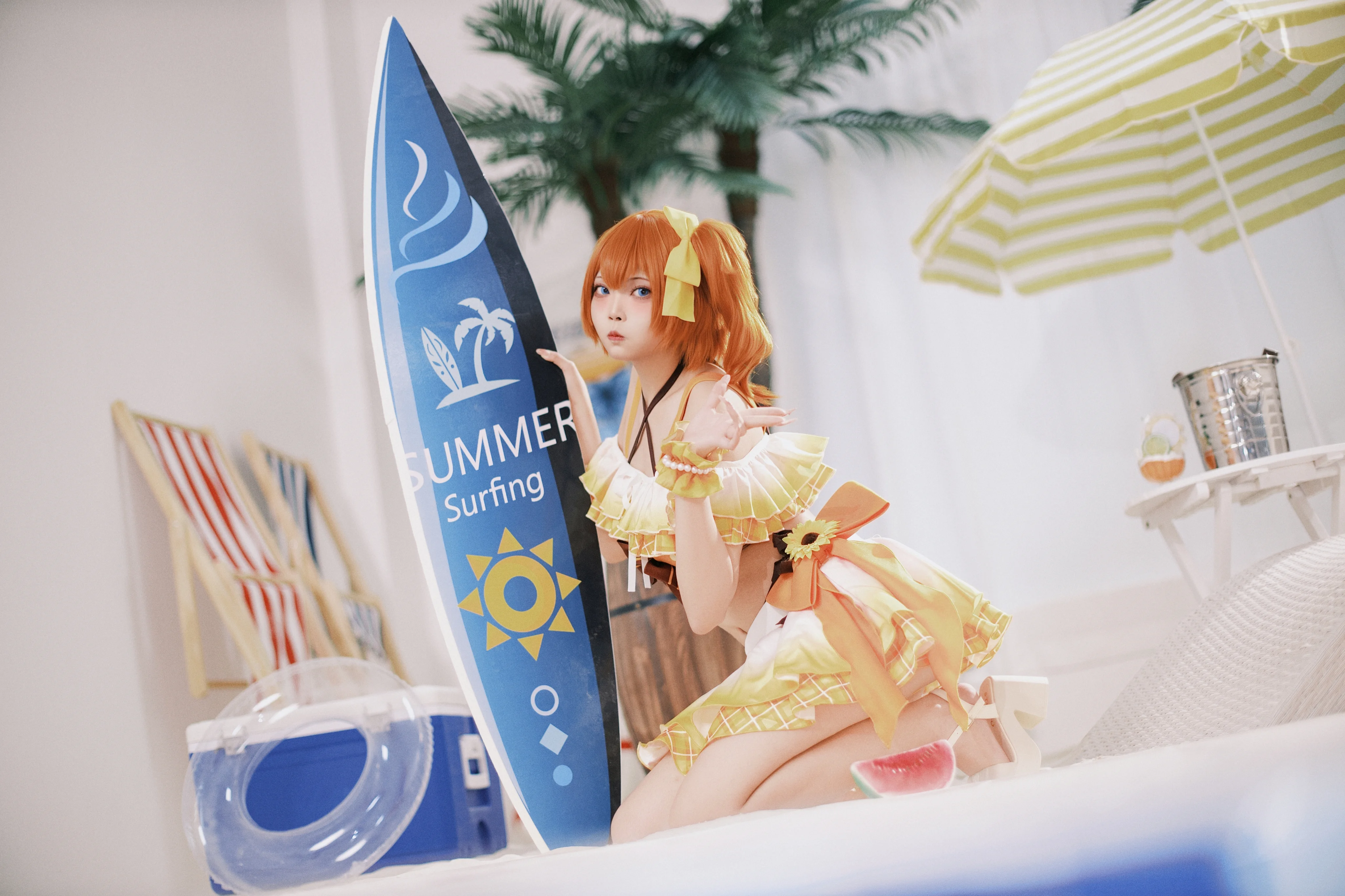 【穂乃果コスプレ】サマー水着ポートレート、元気いっぱいのくるくるサイドポニーに挑戦 - 3 枚目