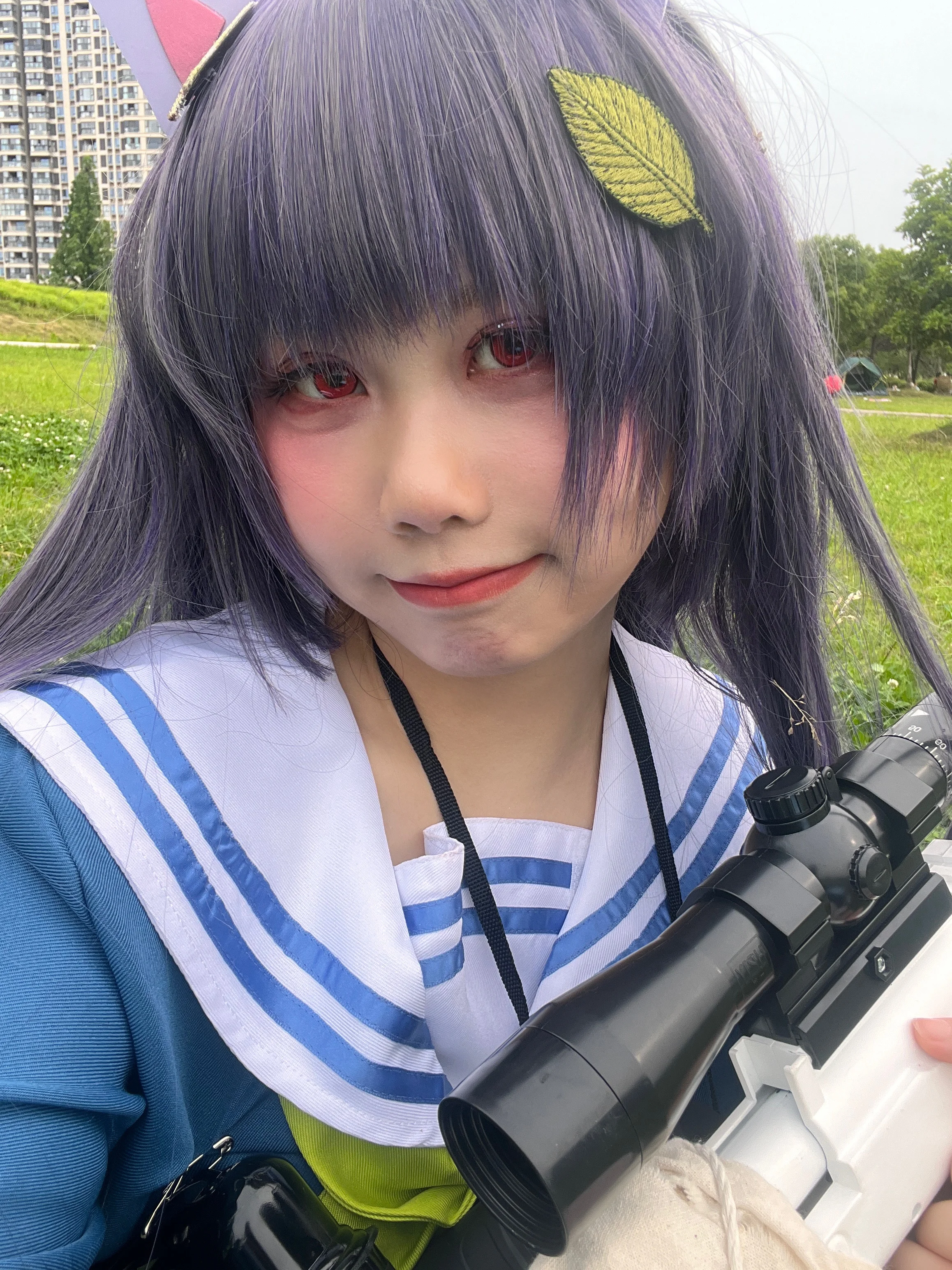 【霞泽美游cos】碧蓝档案垃圾兔的户外狙击自拍