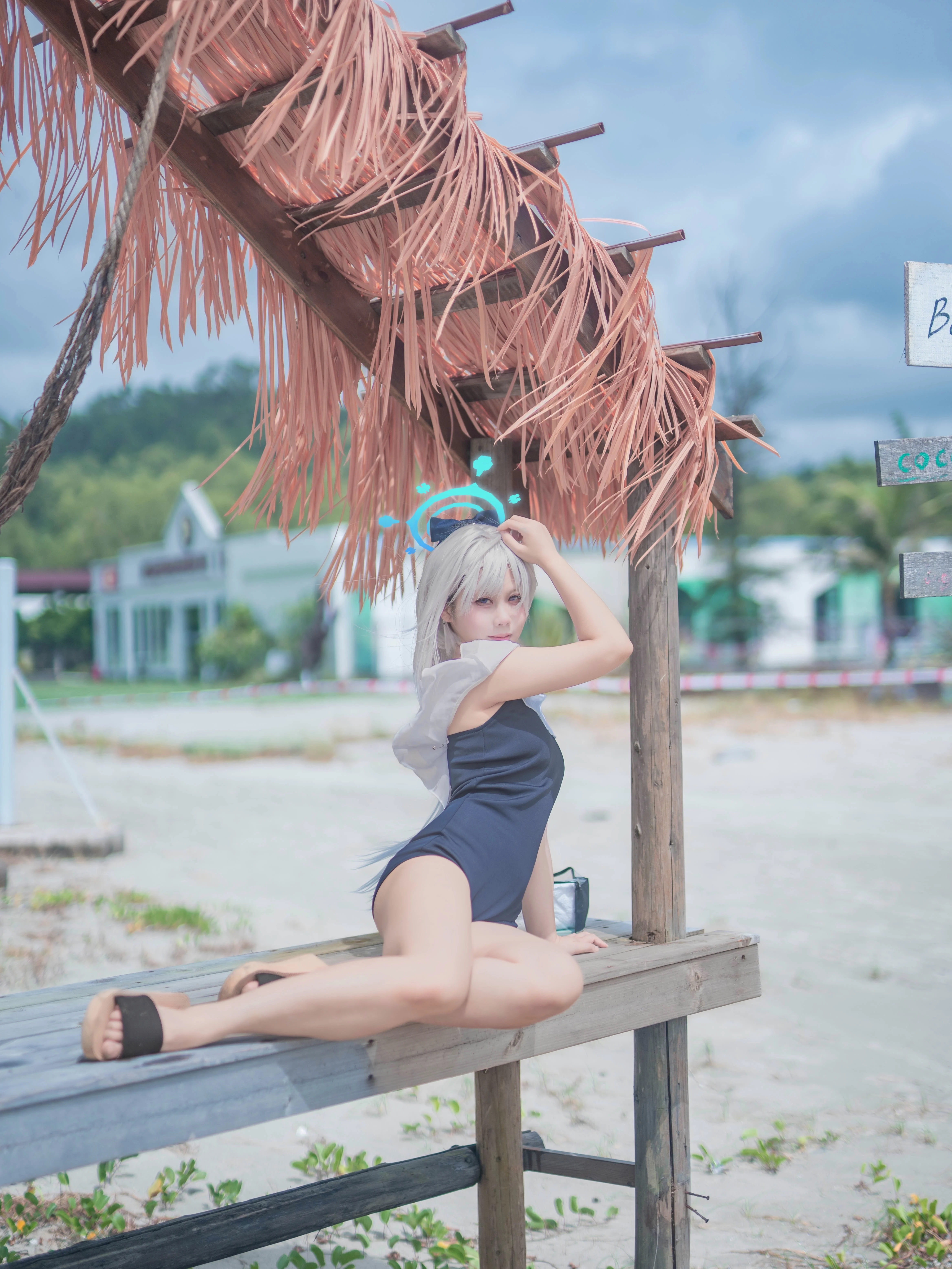 【月雪宫子cos】碧蓝档案，台风也挡不住的夏日海边