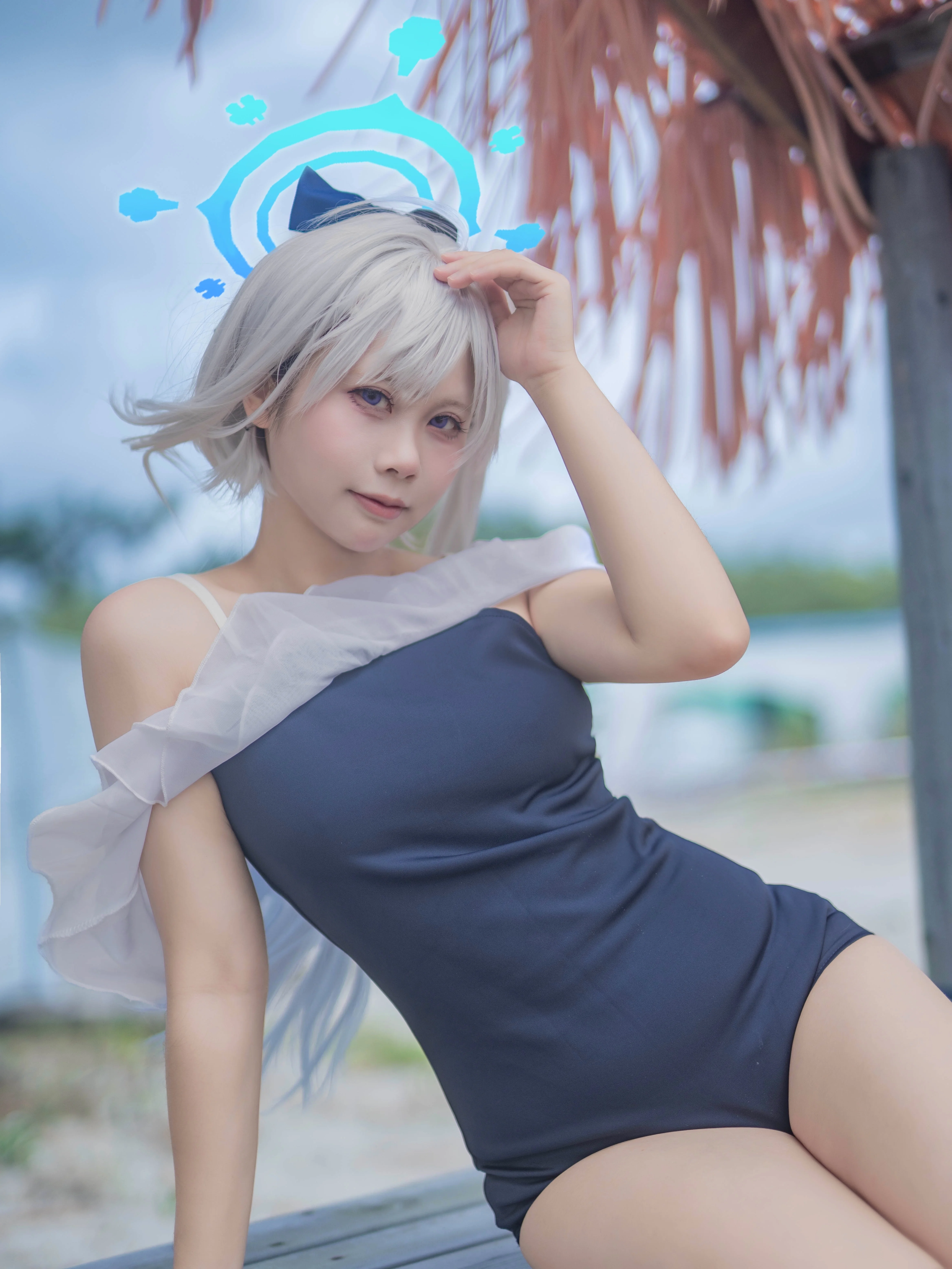【月雪宫子cos】碧蓝档案，台风也挡不住的夏日海边 - 第 6 张