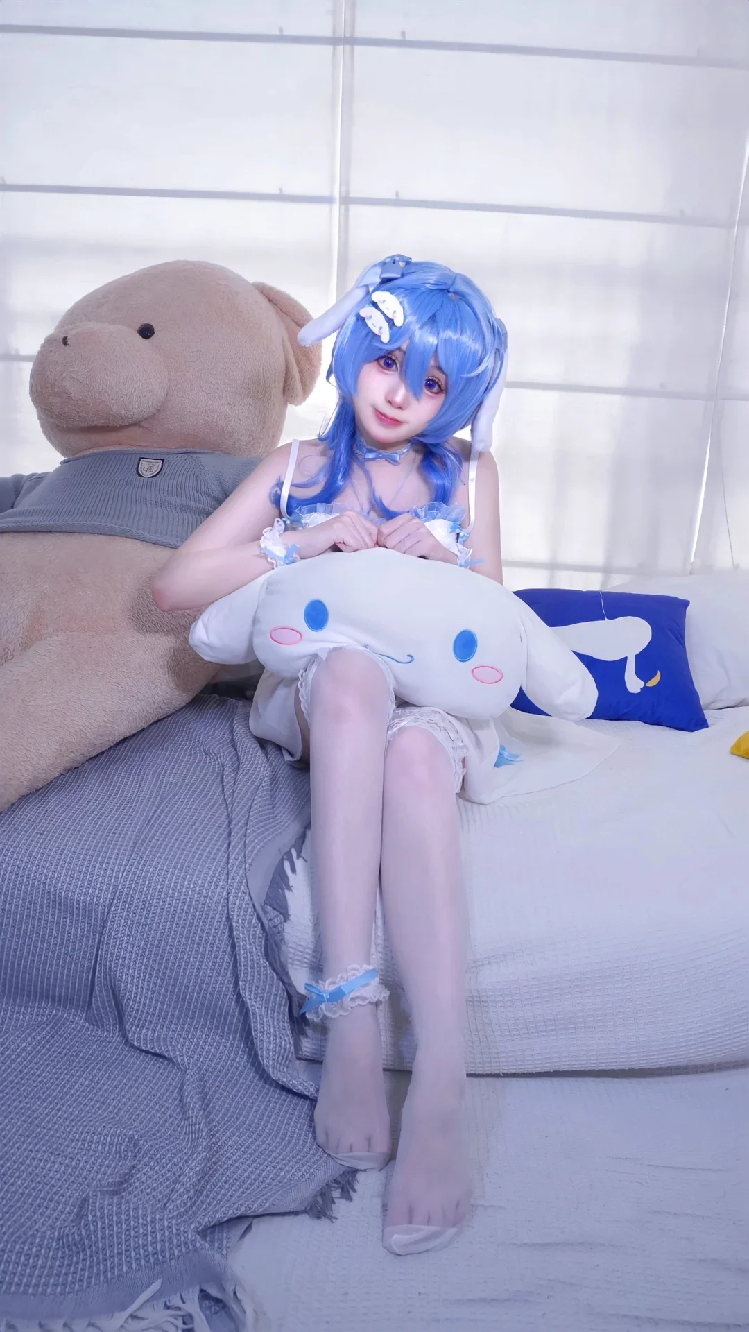 [Ganyu Cosplay] Genshin Impact Cinnamoroll Theme No-Jacket Version Cozy Home Lazy Record - Image 2