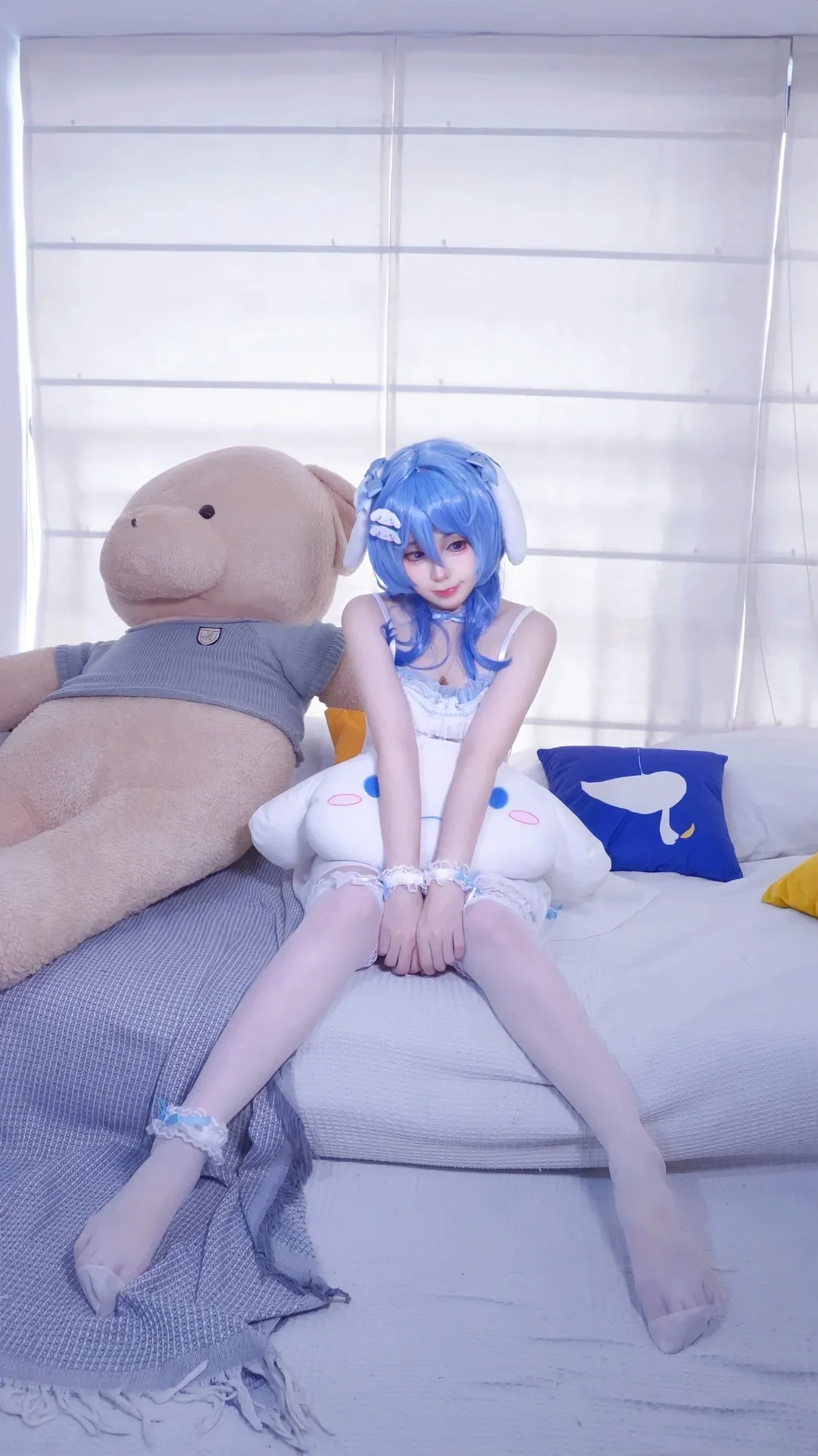 [Ganyu Cosplay] Genshin Impact Cinnamoroll Theme No-Jacket Version Cozy Home Lazy Record - Image 4