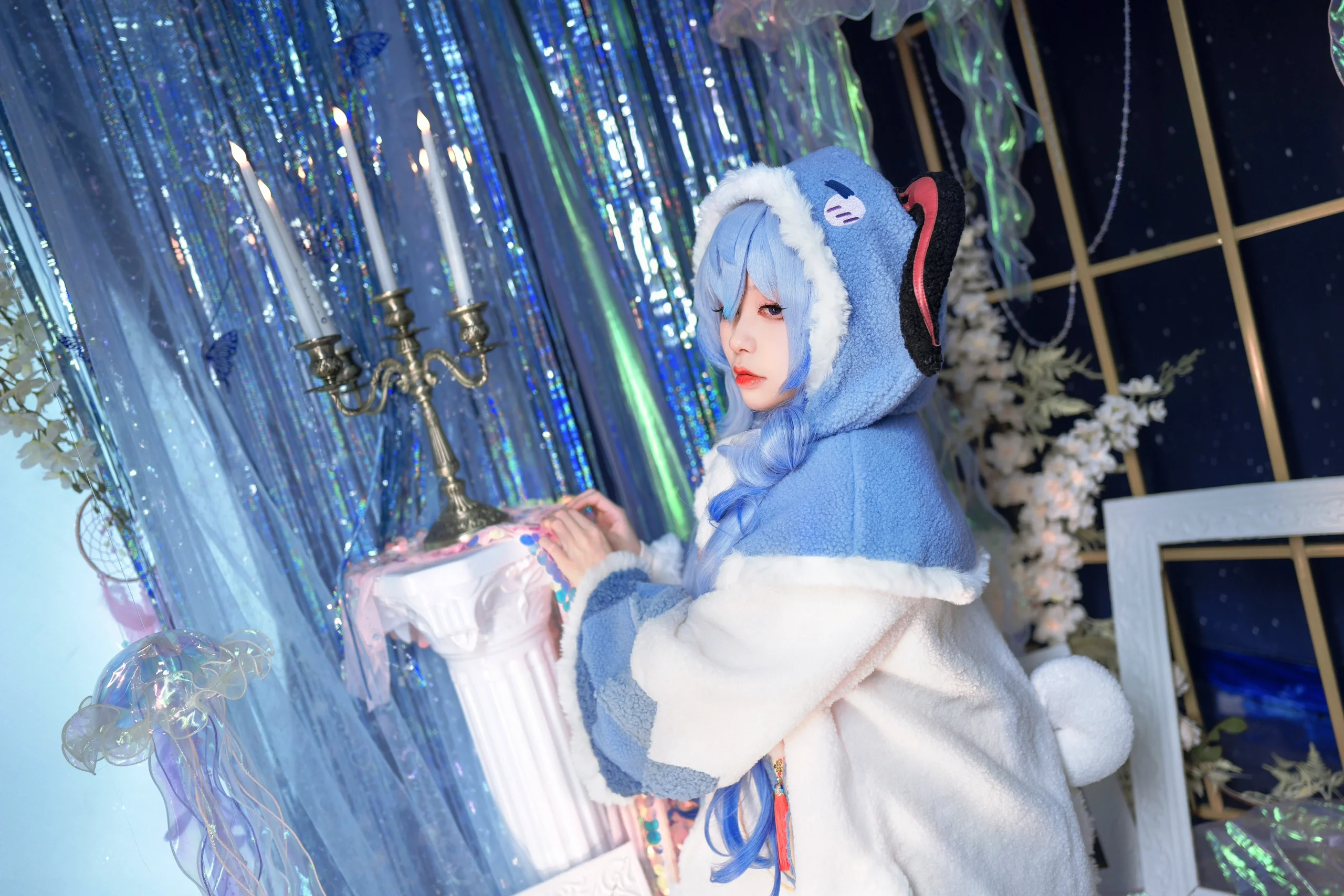 【甘雨cos】冬日毛絨手辦，原神藍調夢幻橫圖 - 第 5 張