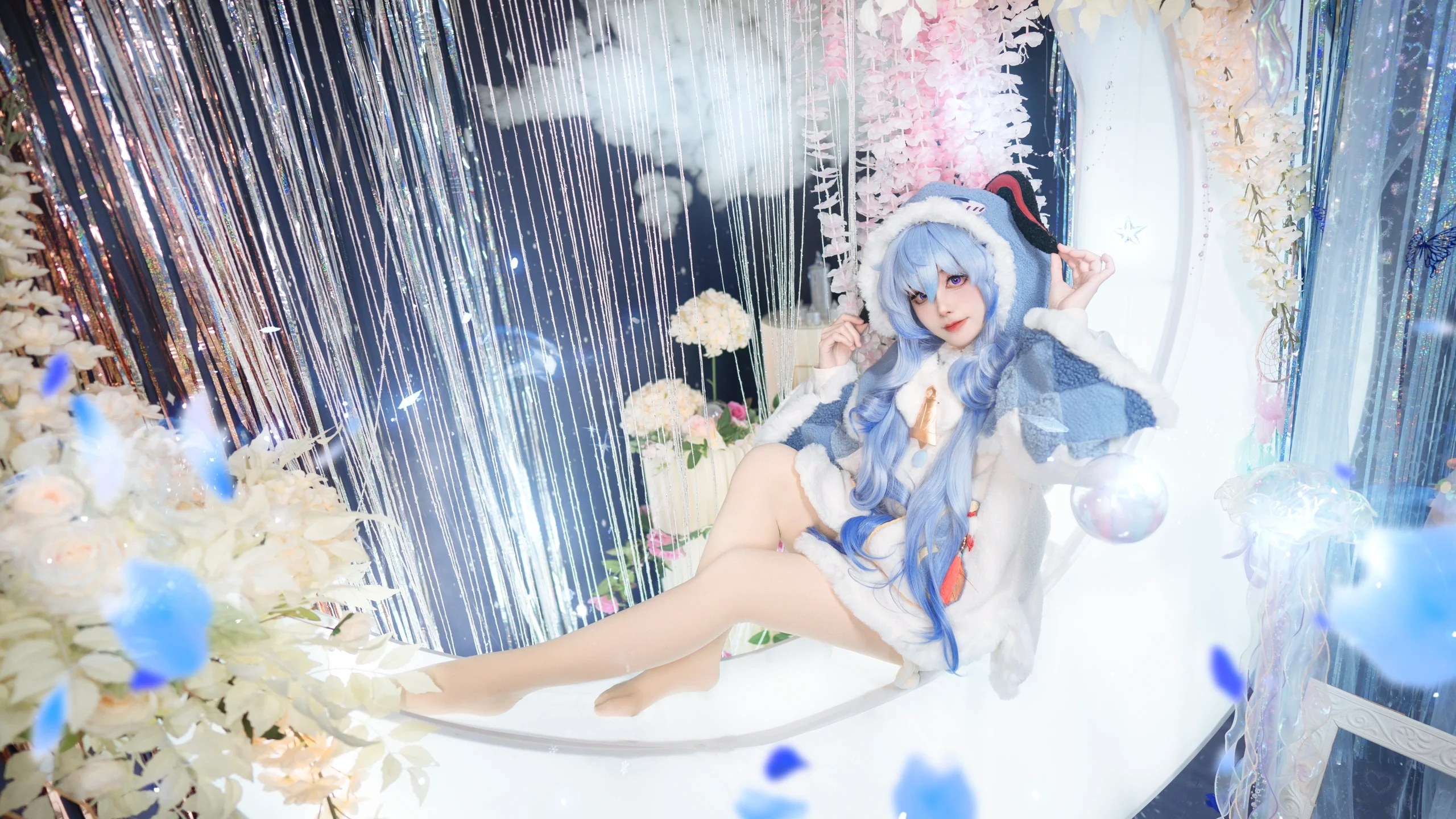 【甘雨cos】冬日毛絨手辦，原神藍調夢幻橫圖 - 第 7 張