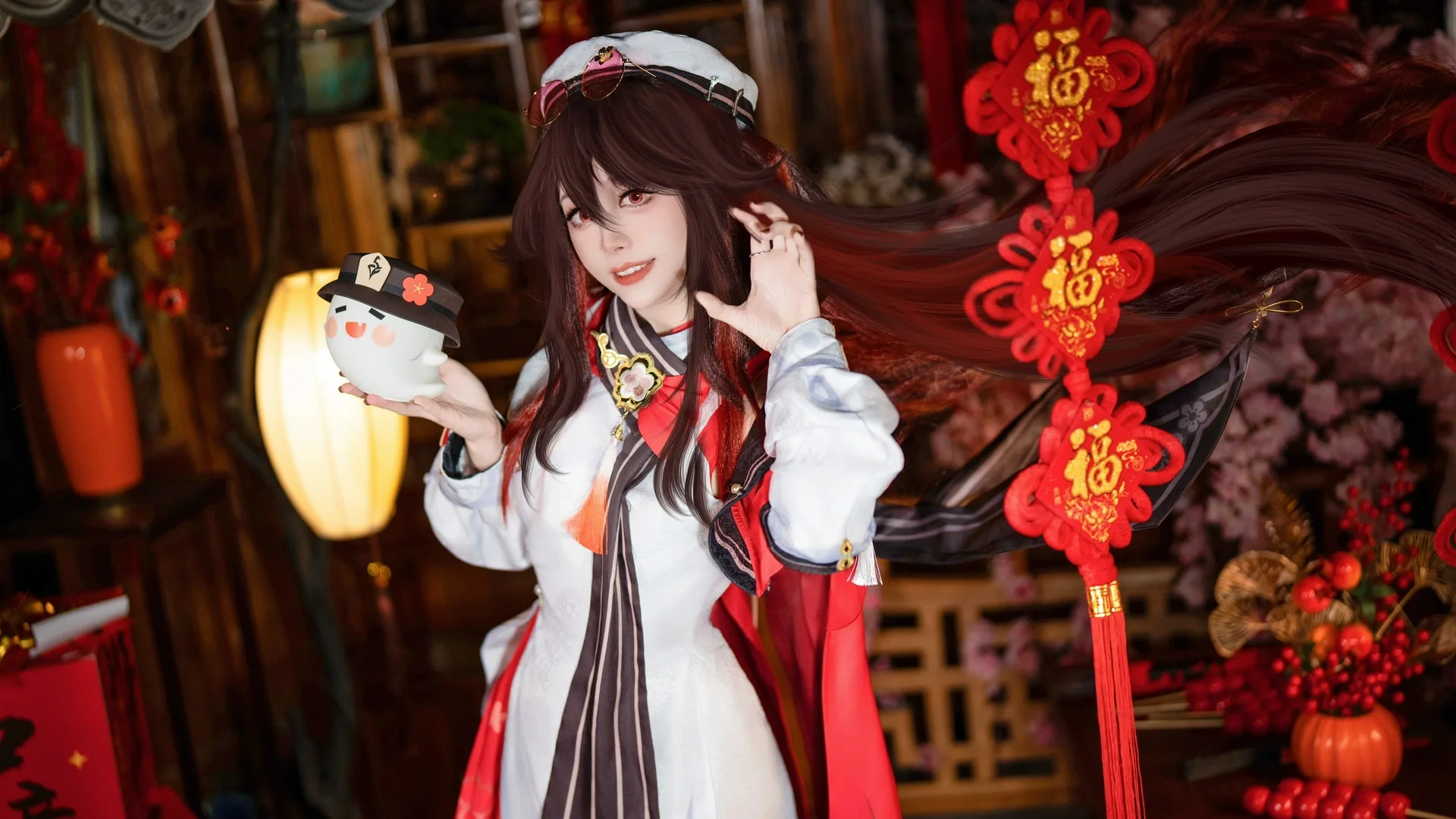 【胡桃cos】原神海灯节特辑，璃月的冬夜与岁岁年红 - 第 6 张