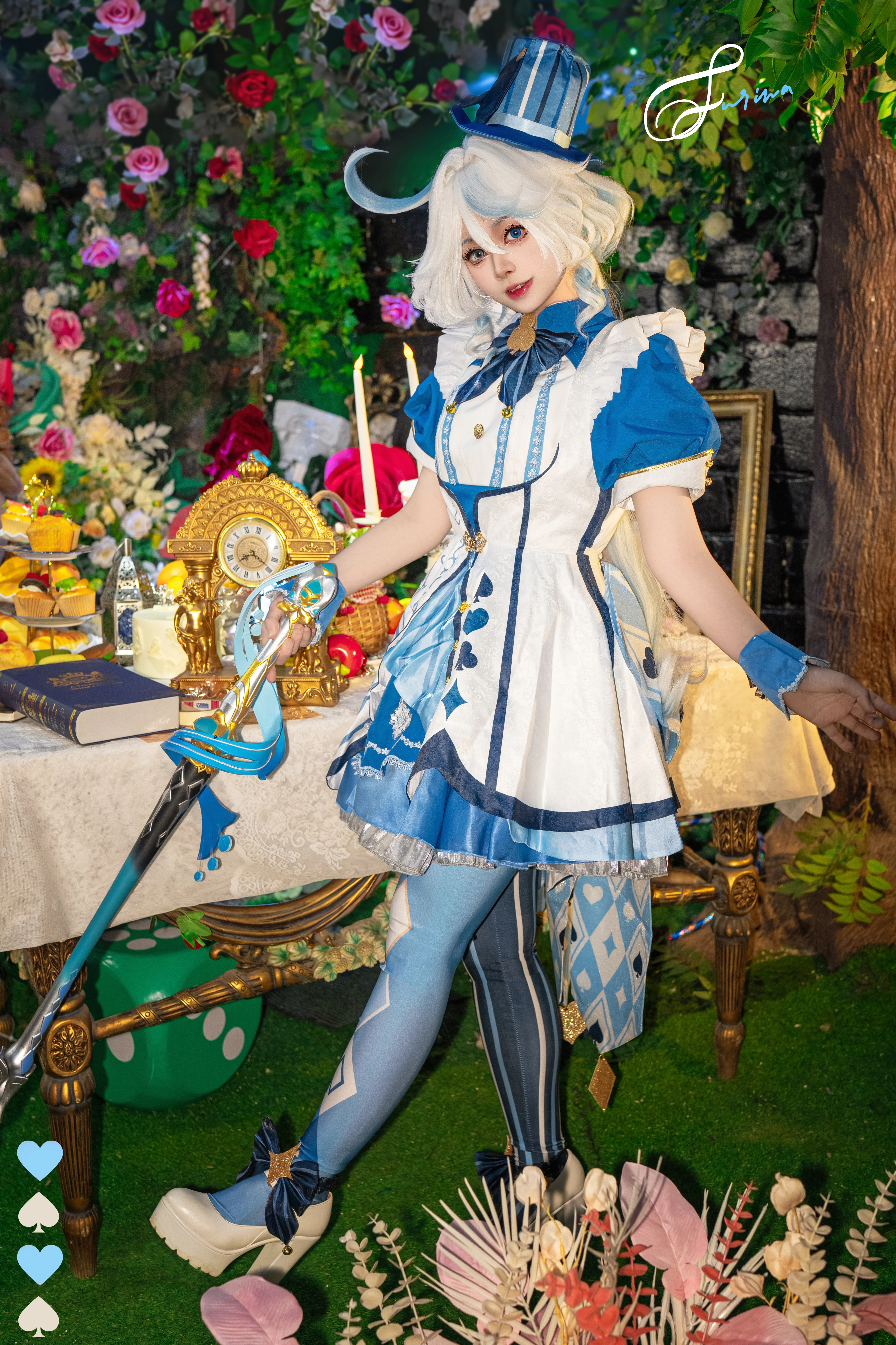 【芙宁娜cos】爱丽丝主题下的梦幻蓝白茶会 - 第 1 张