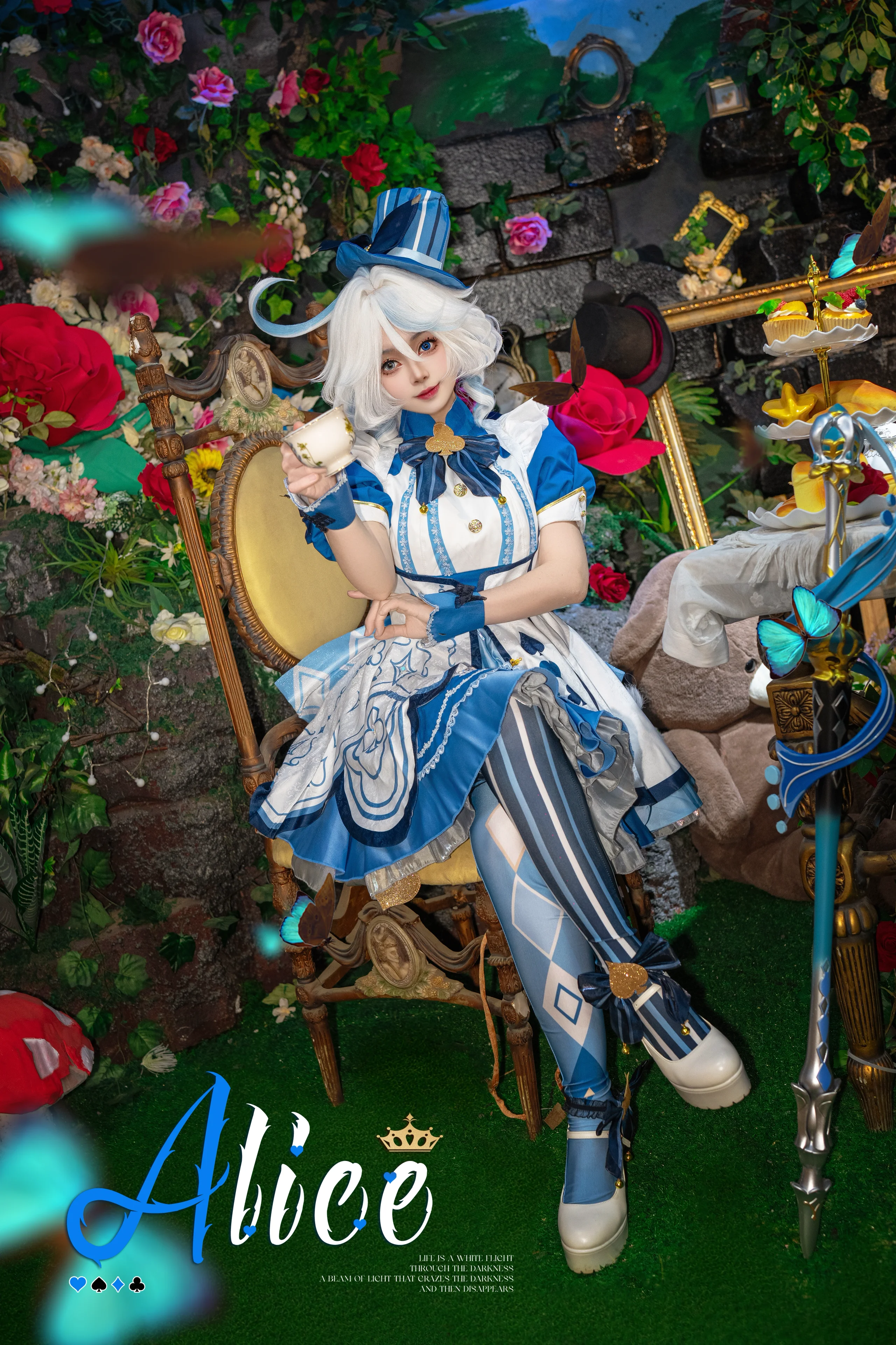 【芙宁娜cos】爱丽丝主题下的梦幻蓝白茶会 - 第 2 张
