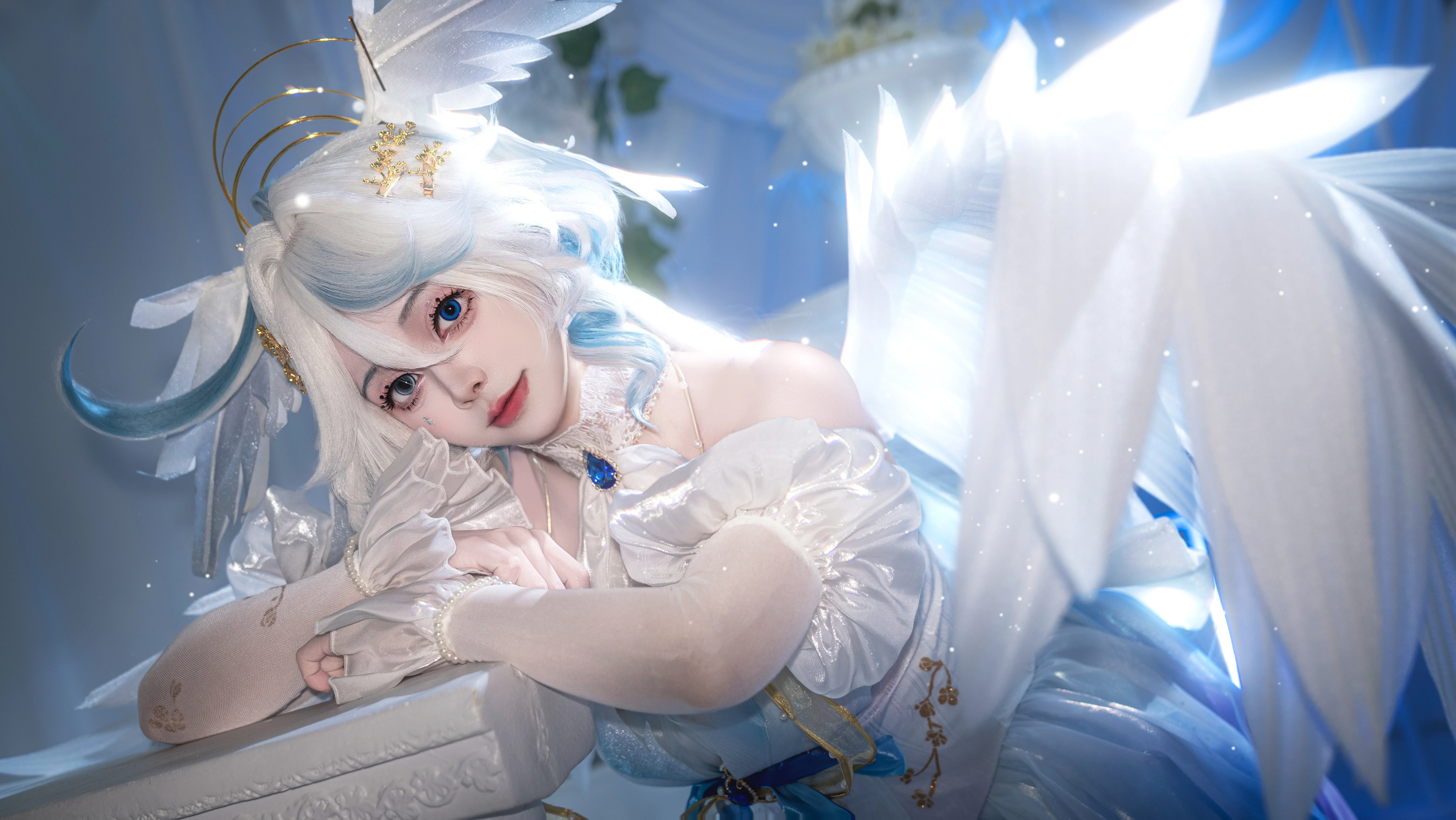 [Focalors Cosplay] Genshin Impact Hydro Archon's Sacred Hymn Form Photoshoot - Image 6