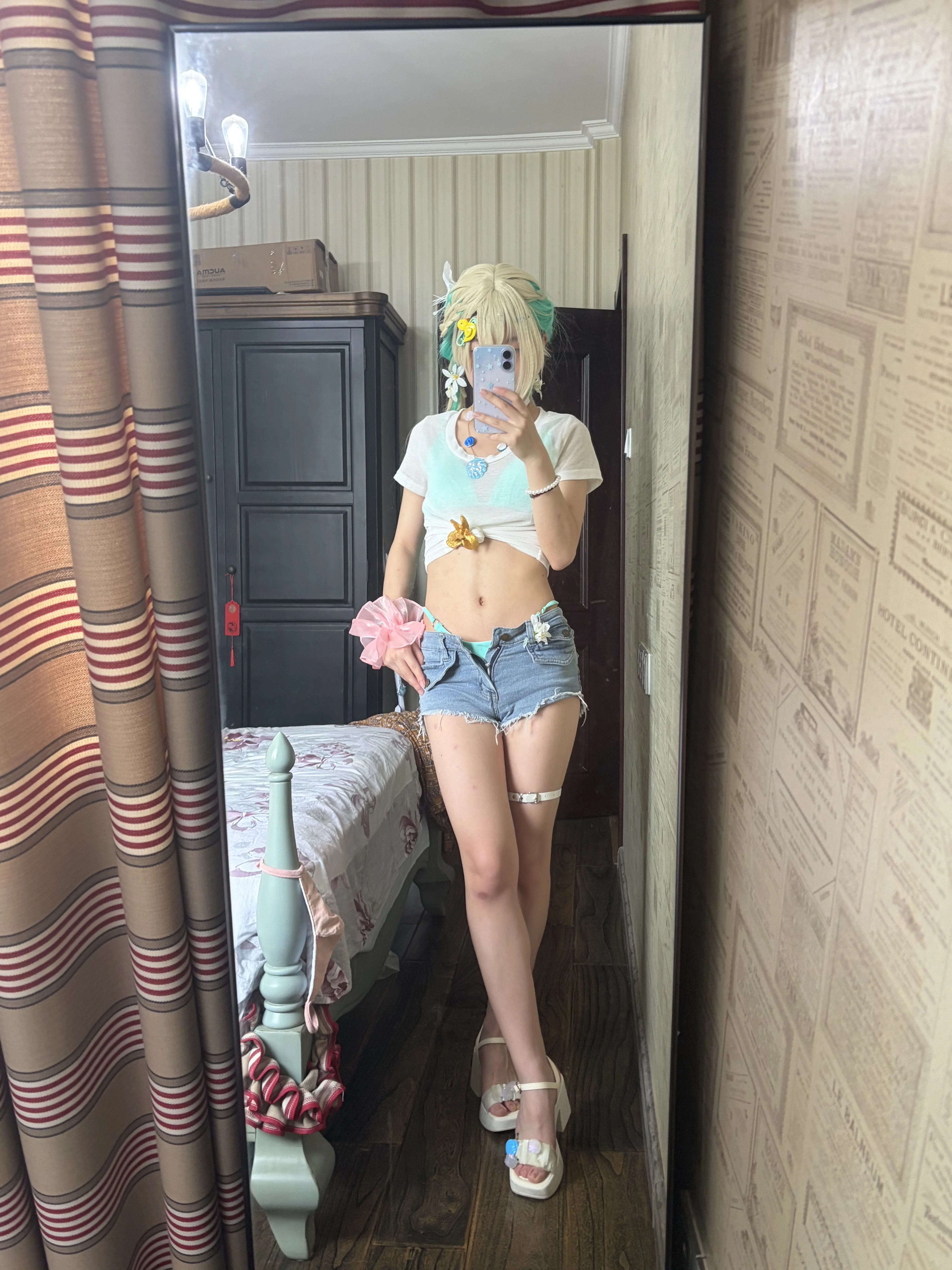 【琳奈cos】原相机试衣，鸣潮夏日薄荷糖穿搭 - 第 1 张