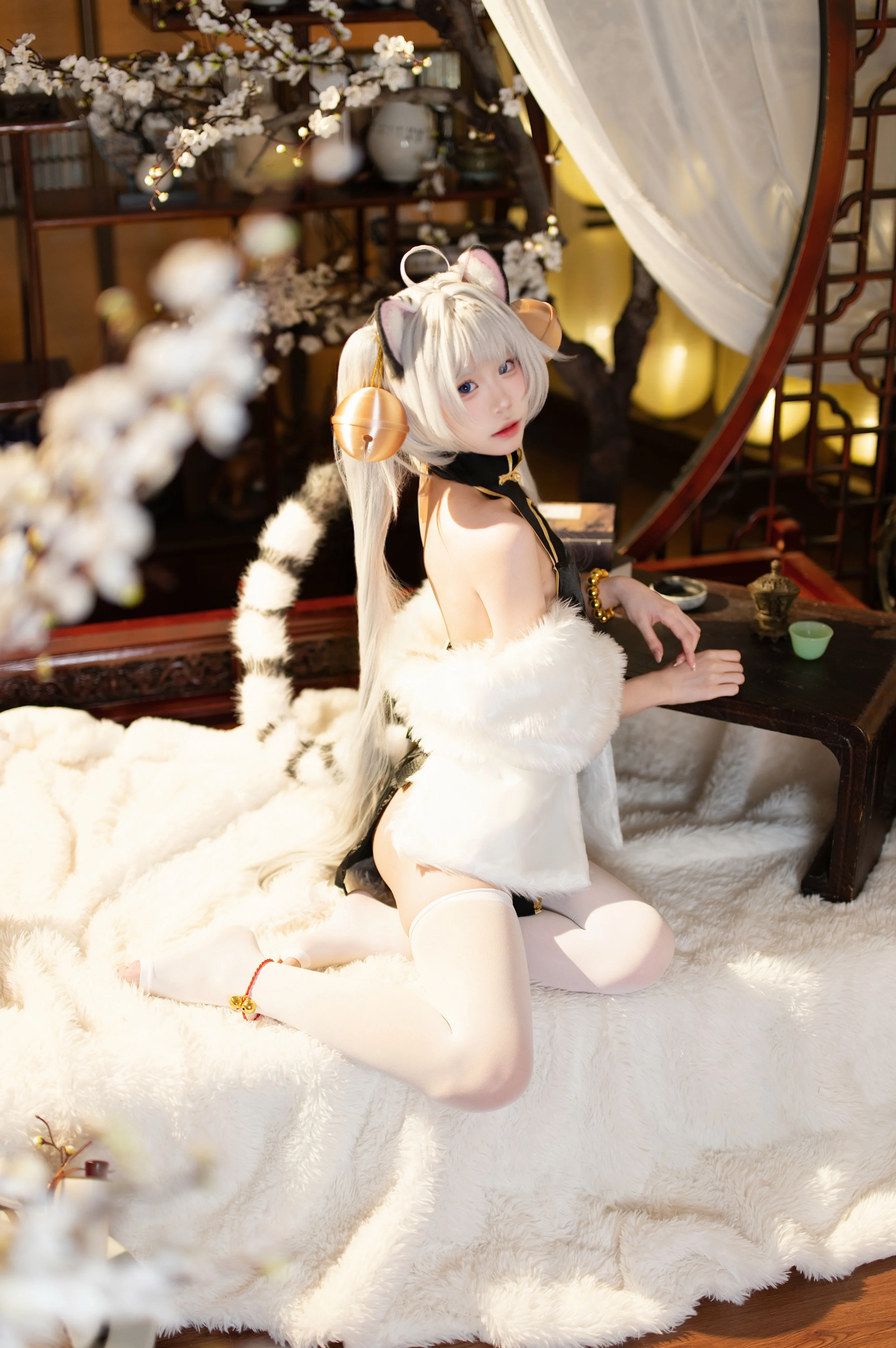 【白虎娘cos】虎嘯風生，新中式獸耳的冬日氛圍感 - 第 1 張