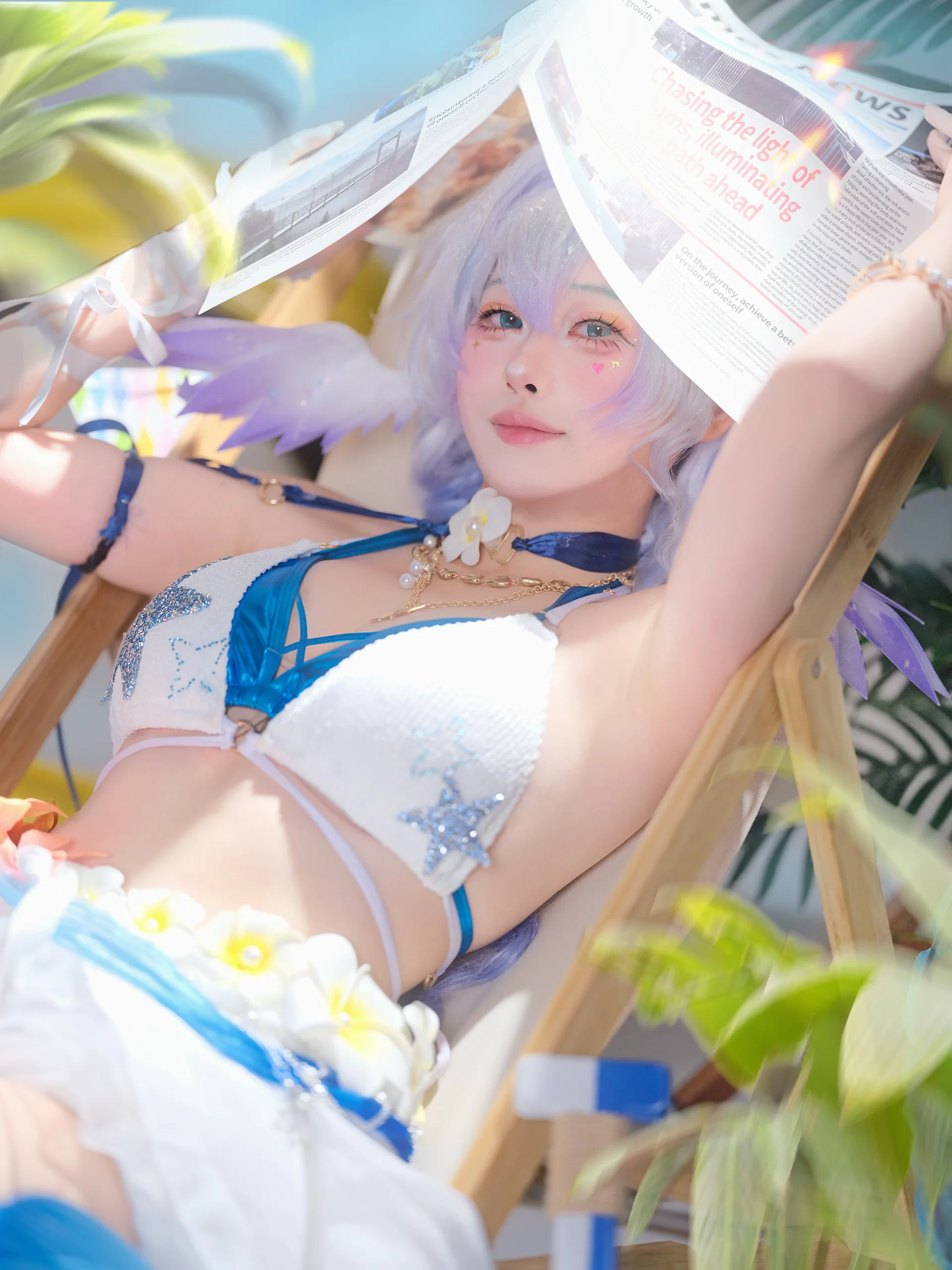 【ロビン コスプレ】崩壊：スターレイル夏のポートレート、陽光きらめく砂浜の小鳥 - 3 枚目