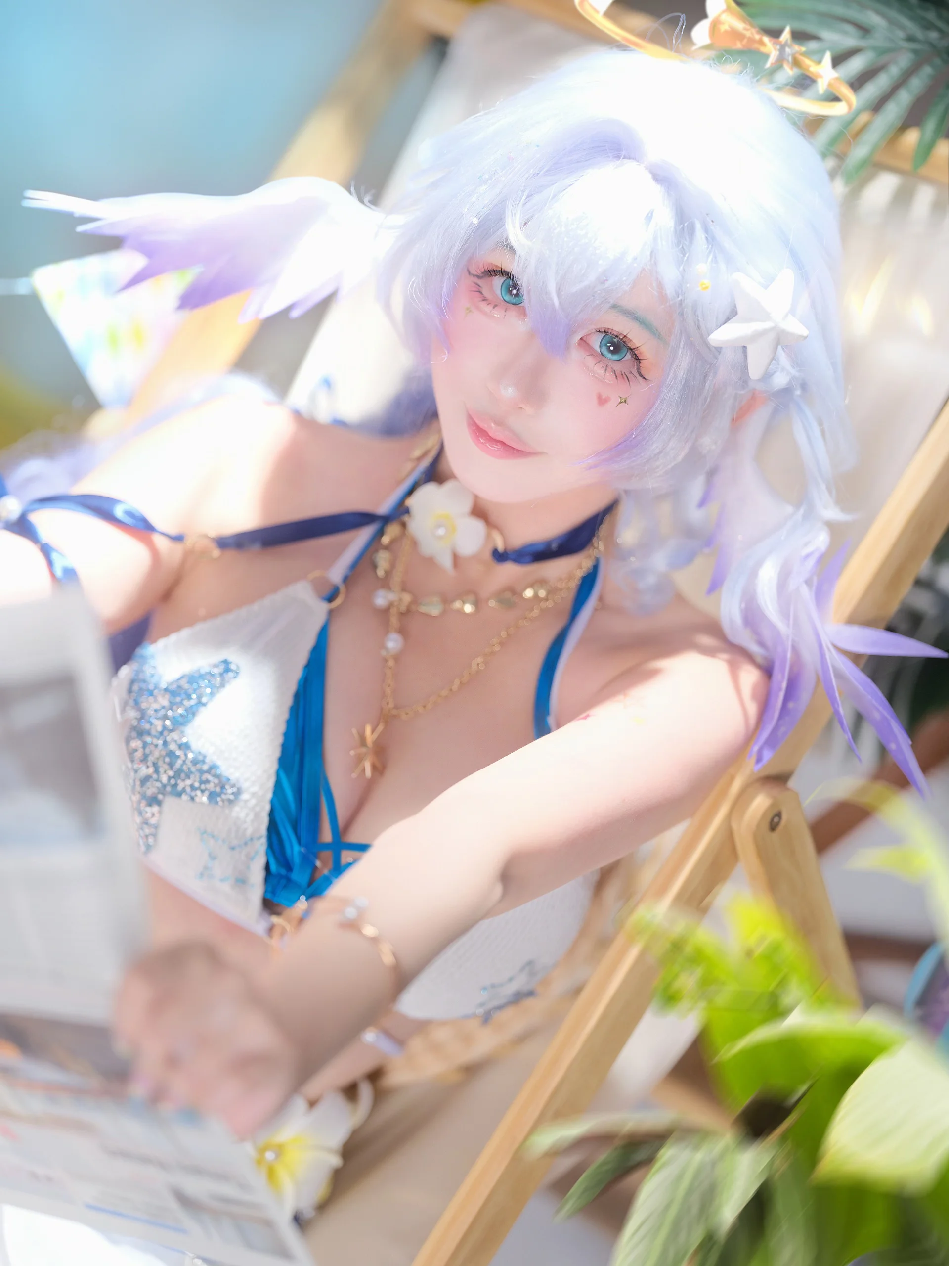 【ロビン コスプレ】崩壊：スターレイル夏のポートレート、陽光きらめく砂浜の小鳥 - 7 枚目