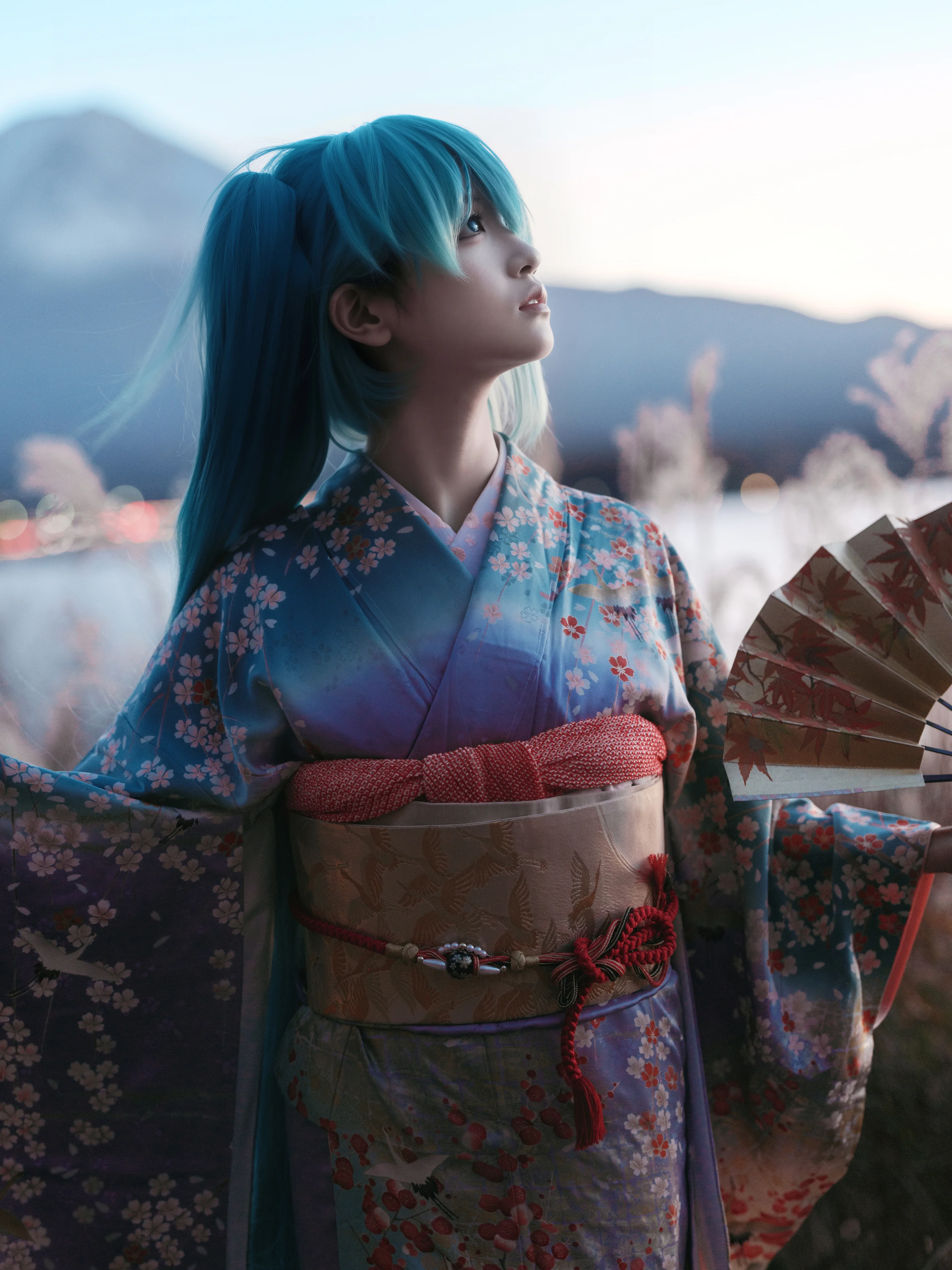 【初音未来cos】富士山前的和风暮色 - 第 1 张