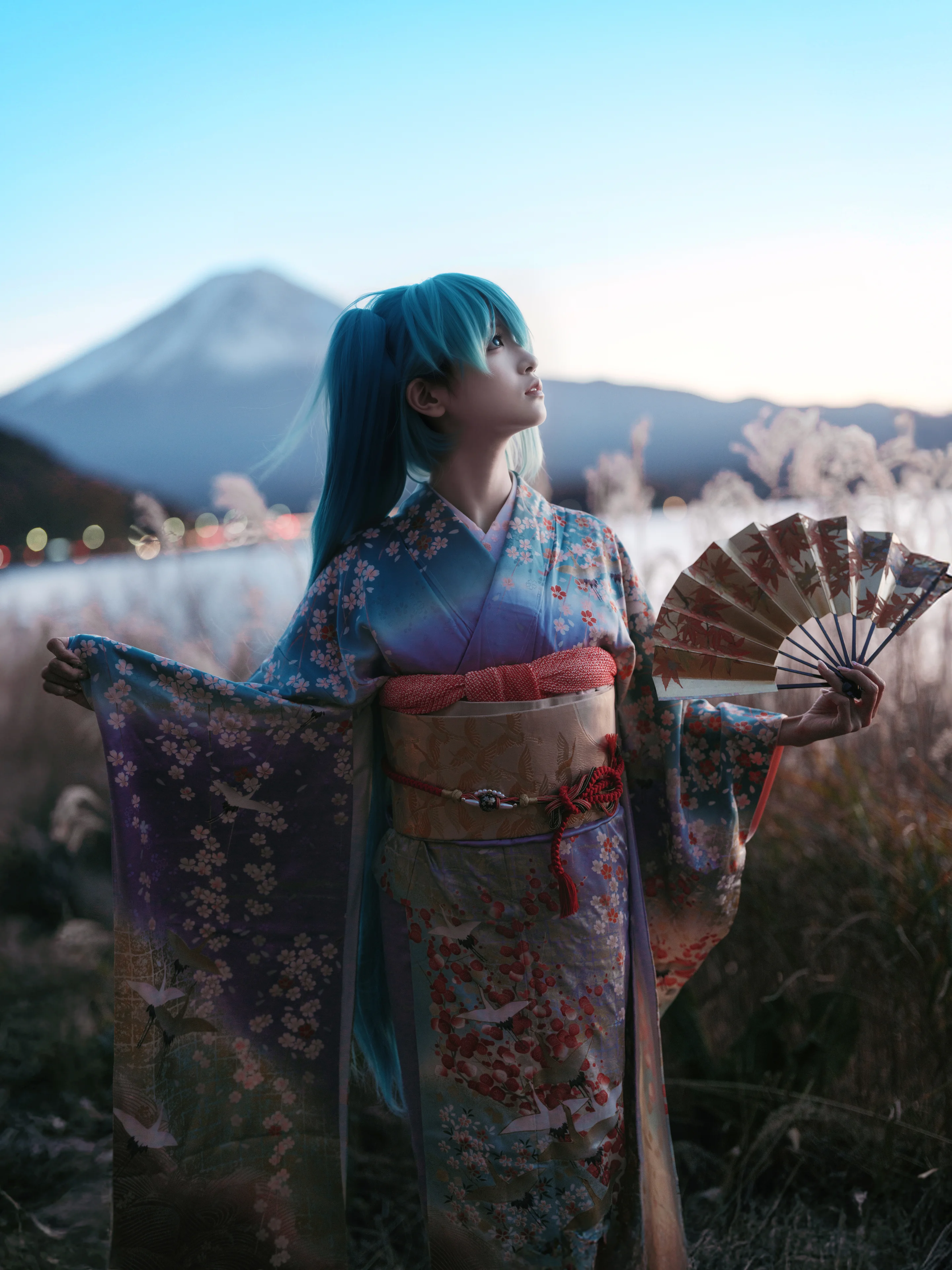 【初音未来cos】富士山前的和风暮色 - 第 2 张