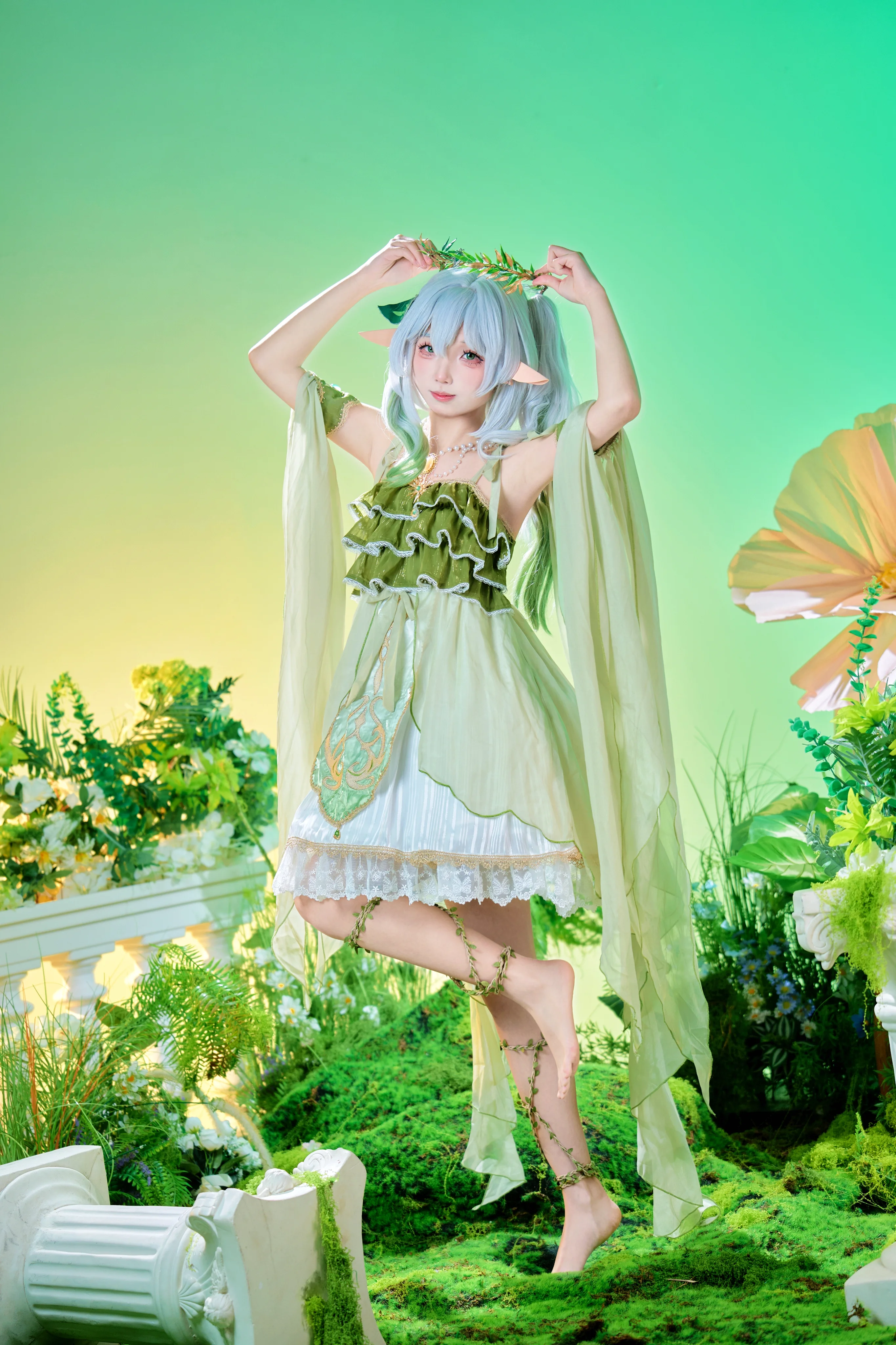【纳西妲cos】原神草神的精灵花嫁造型棚拍
