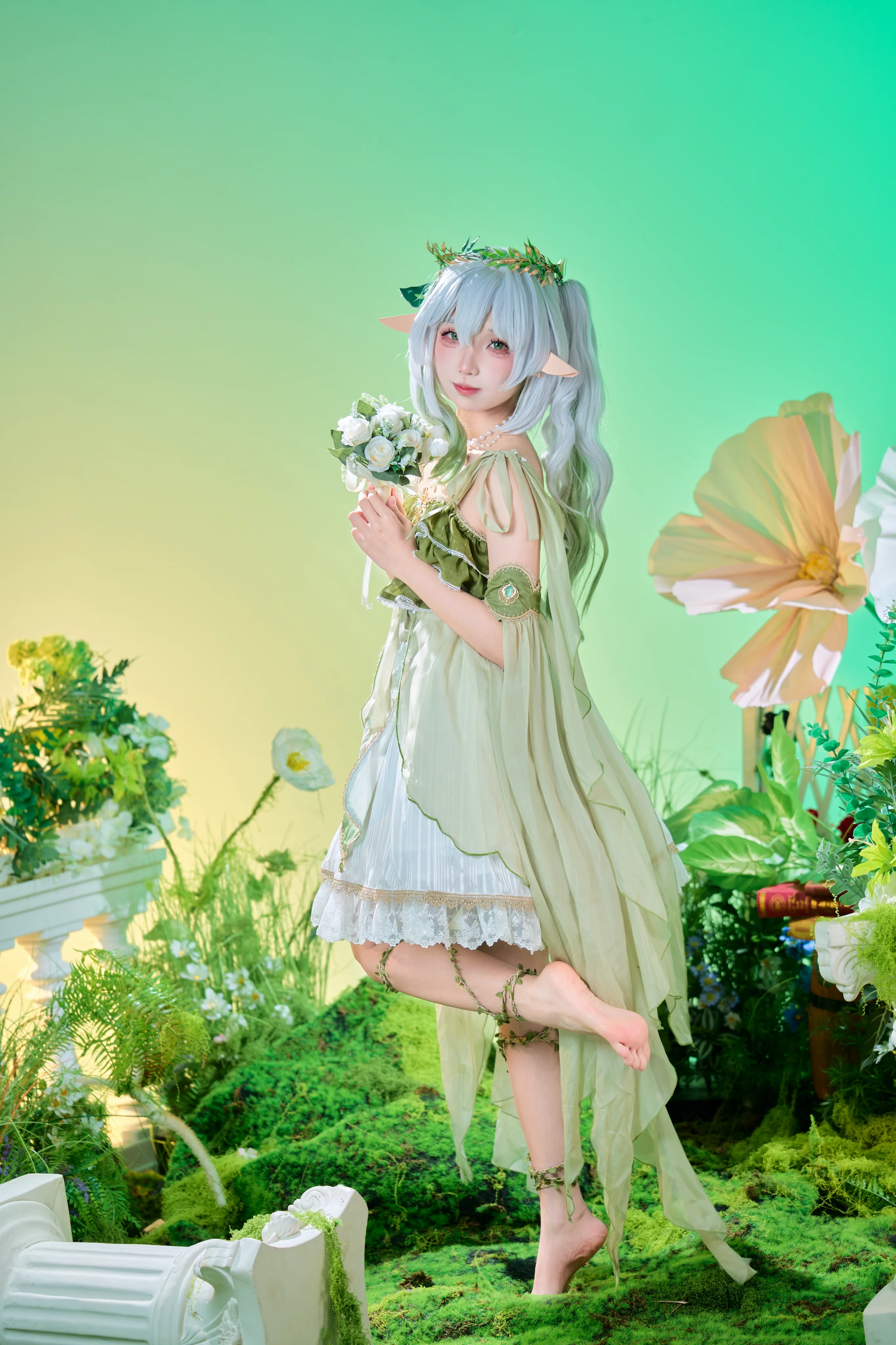 【纳西妲cos】原神草神的精灵花嫁清透棚拍