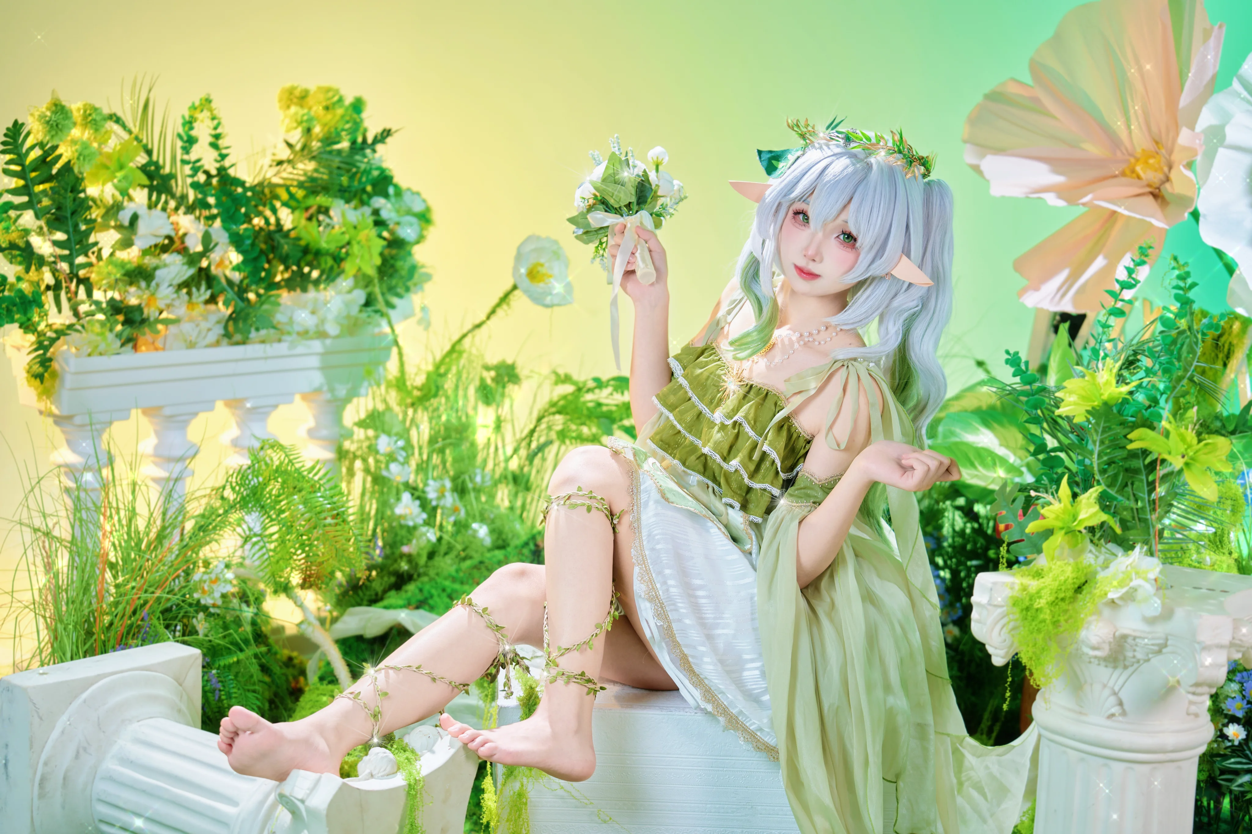 【纳西妲cos】精灵花嫁主题，清新治愈的草元素视觉 - 第 3 张