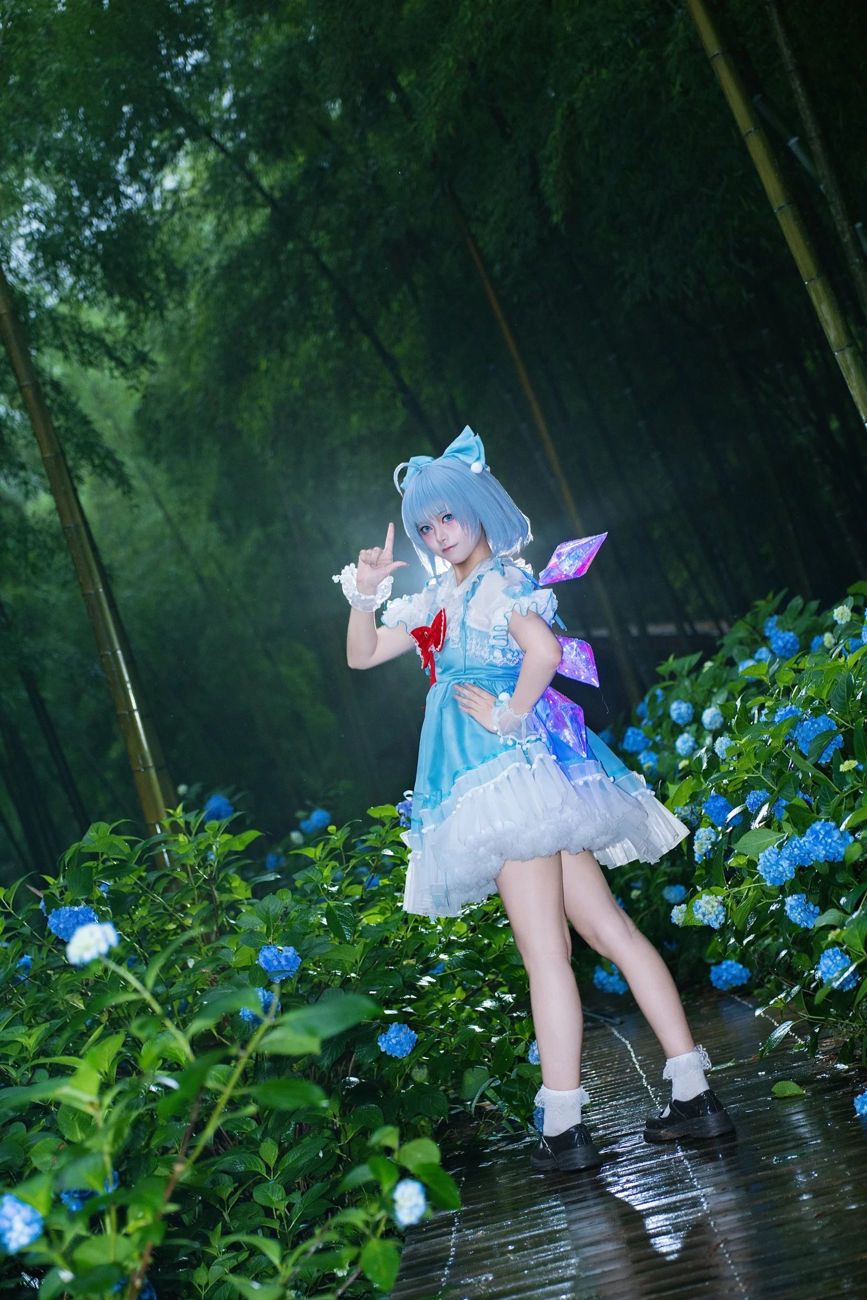 【琪露诺cos】东方project，雨雾竹林里的冰晶少女 - 第 3 张