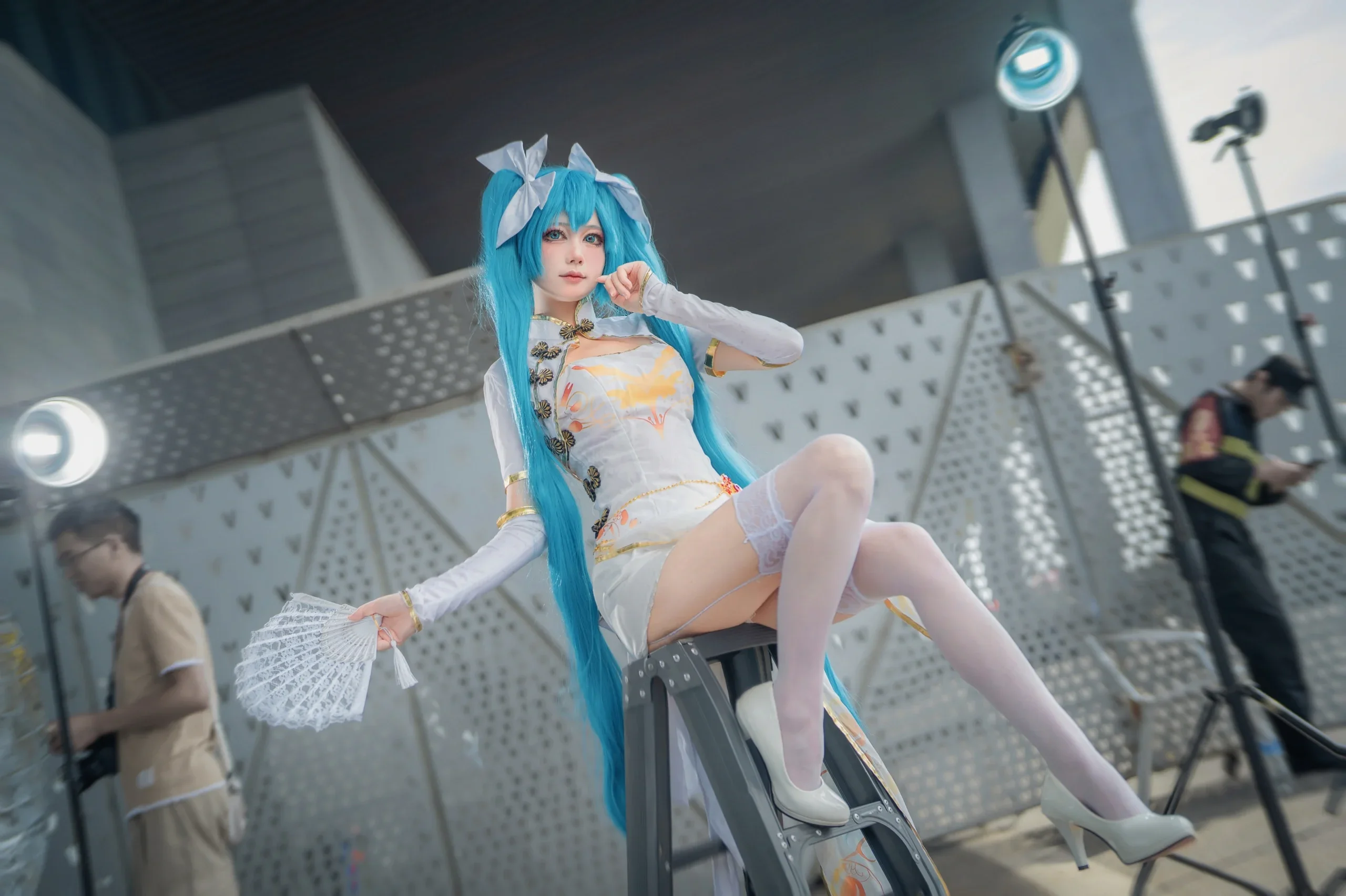 【初音未來cos】白裙摺扇，清新國風場照分享 - 第 1 張