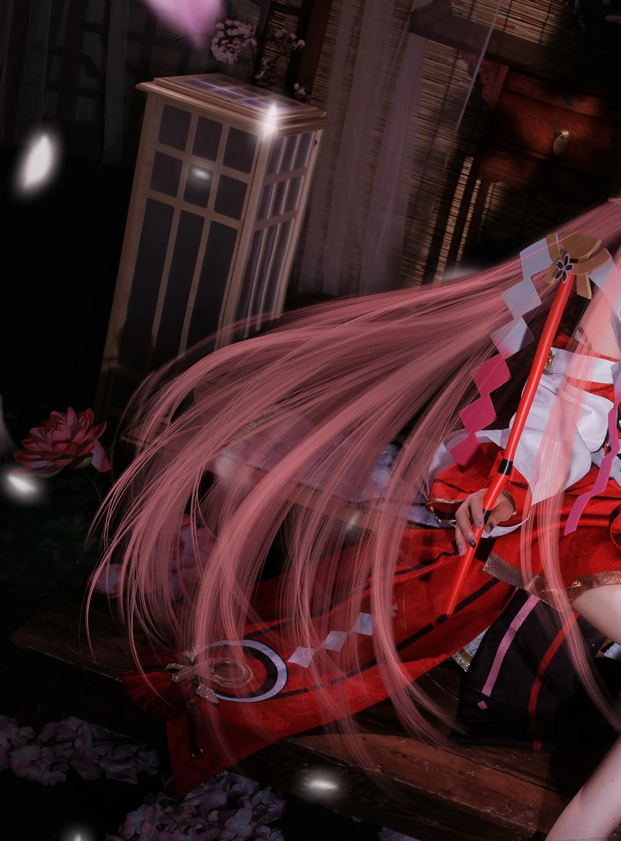 [Yae Miko Cosplay] Kitsune Illusion Beneath Pink Cherry Blossoms in Genshin Impact - Image 1