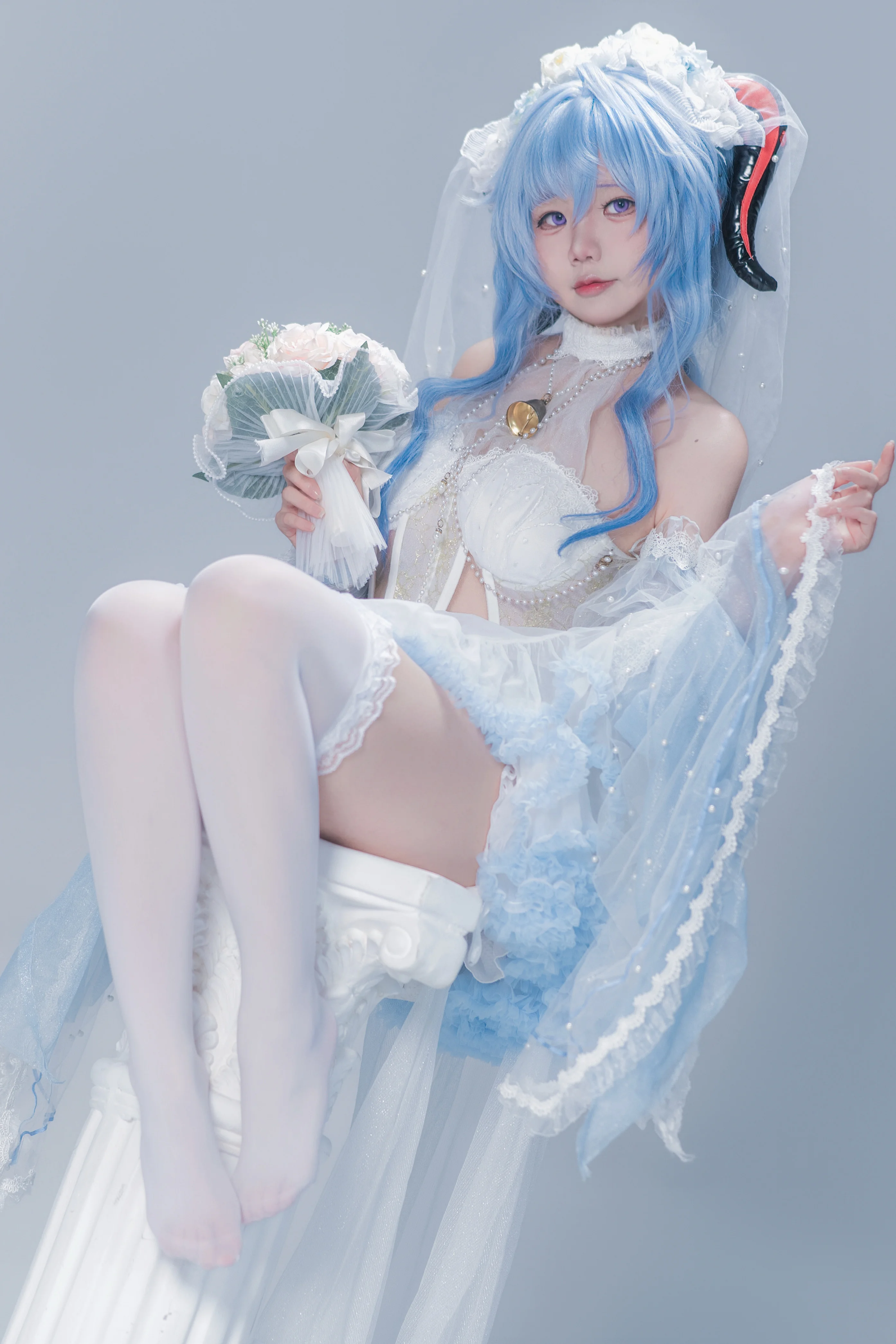 【甘雨cos】原神花嫁，俏皮天使的白色梦境 - 第 1 张