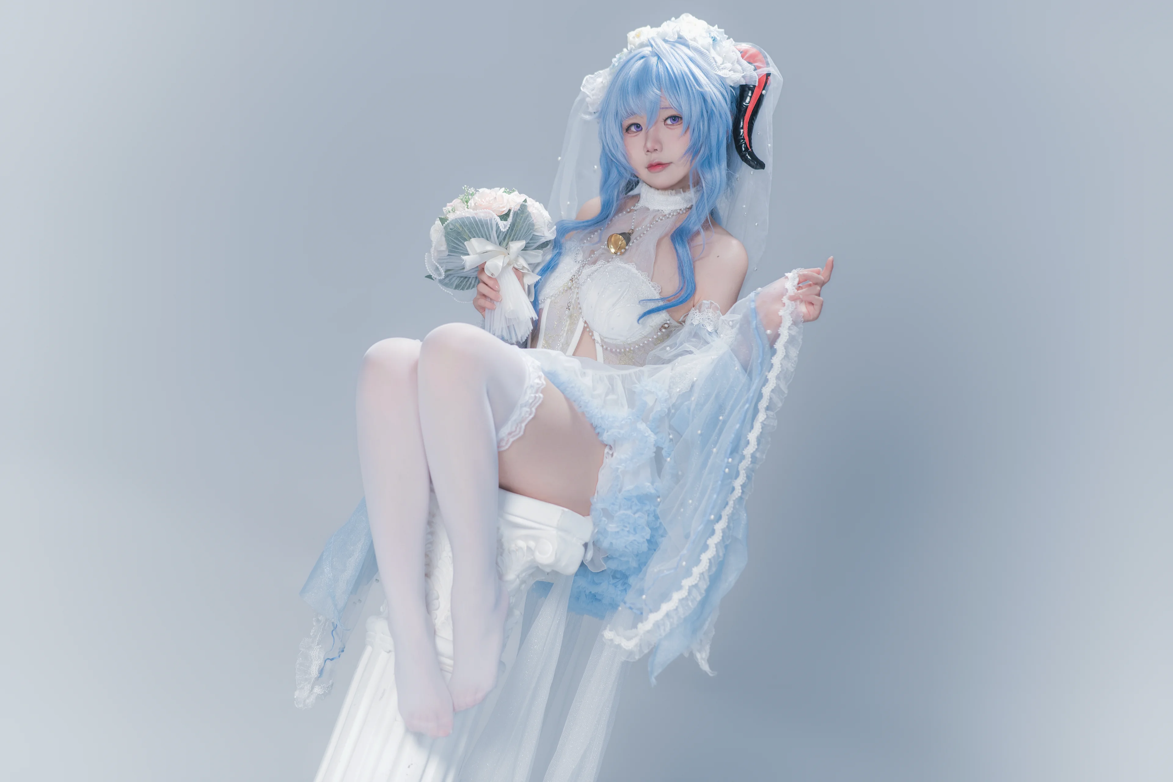 【甘雨cos】原神花嫁，俏皮天使的白色梦境 - 第 2 张