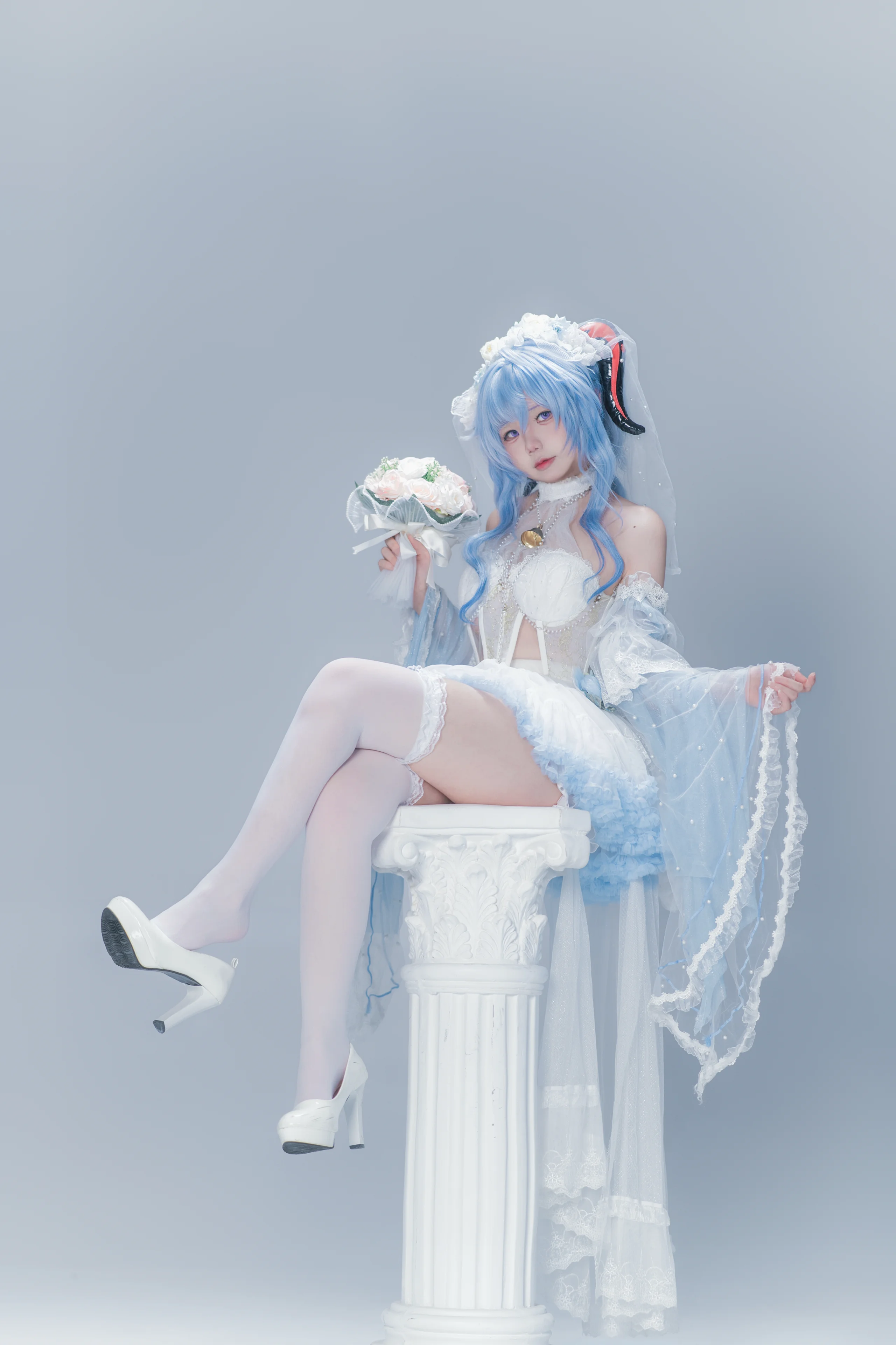 【甘雨cos】原神花嫁，俏皮天使的白色梦境 - 第 3 张