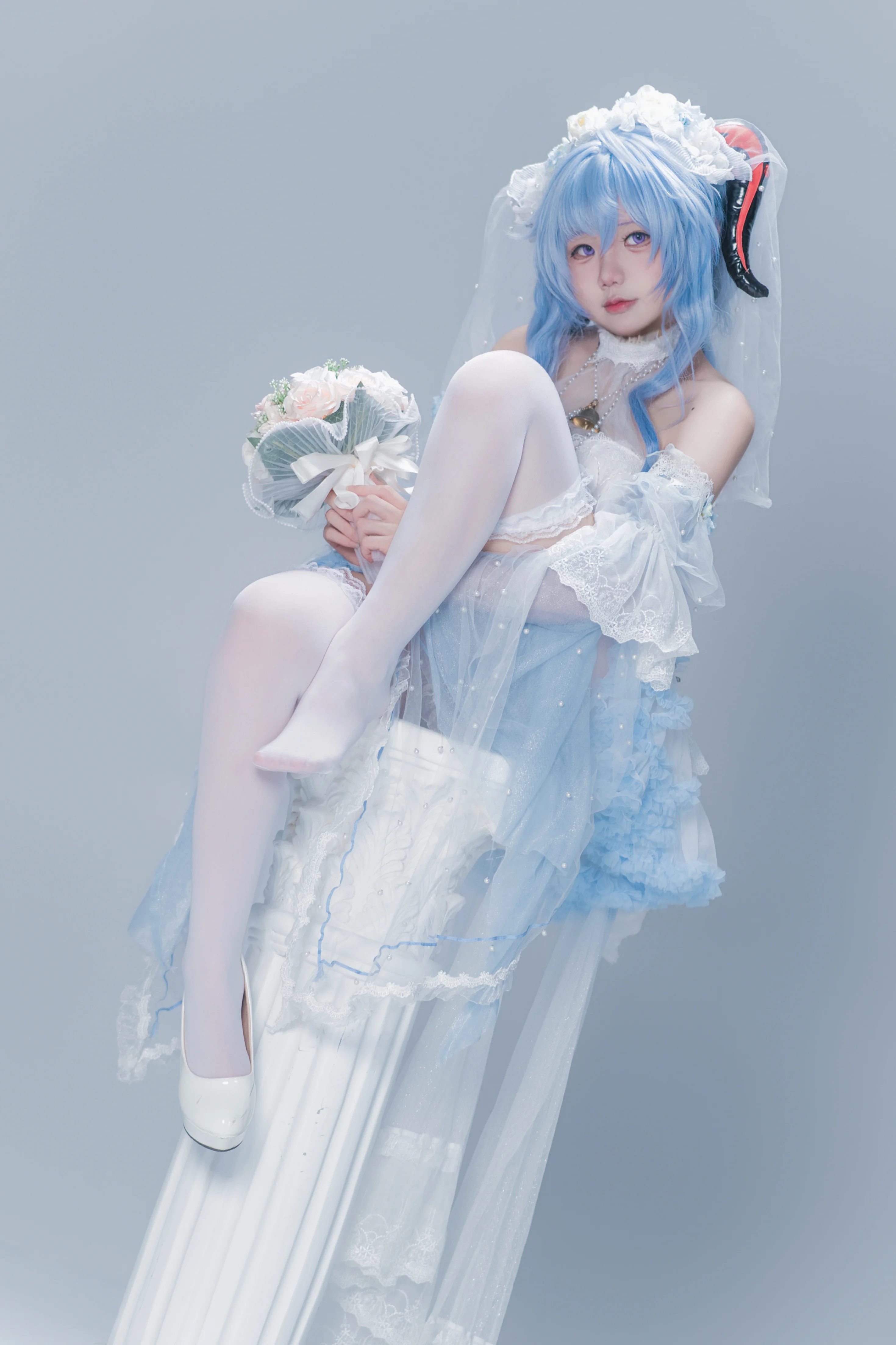 【甘雨cos】原神花嫁，俏皮天使的白色梦境 - 第 4 张
