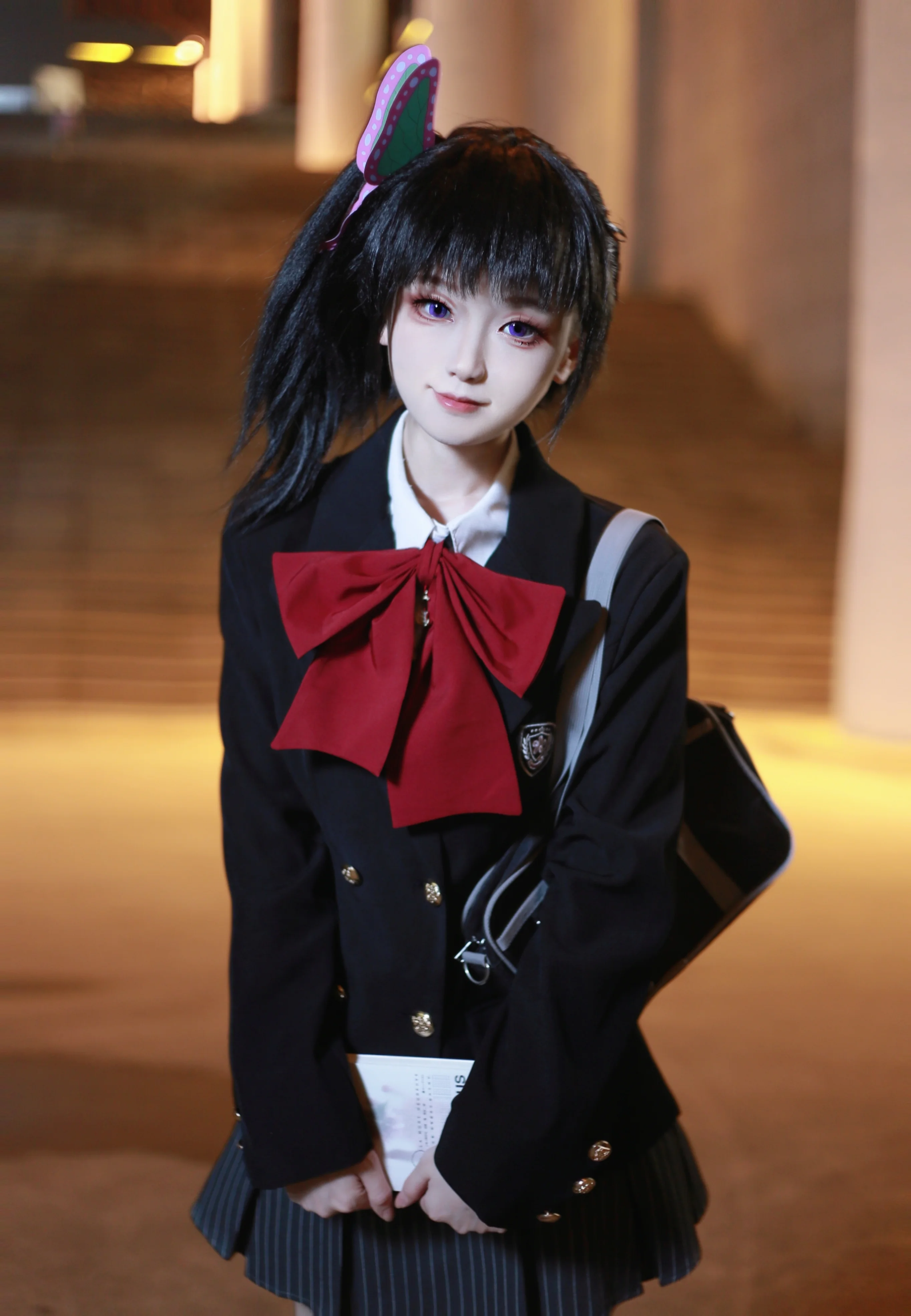 【蝴蝶忍香奈乎cos】暗红领结下的学院风私设夜景正片 - 第 4 张
