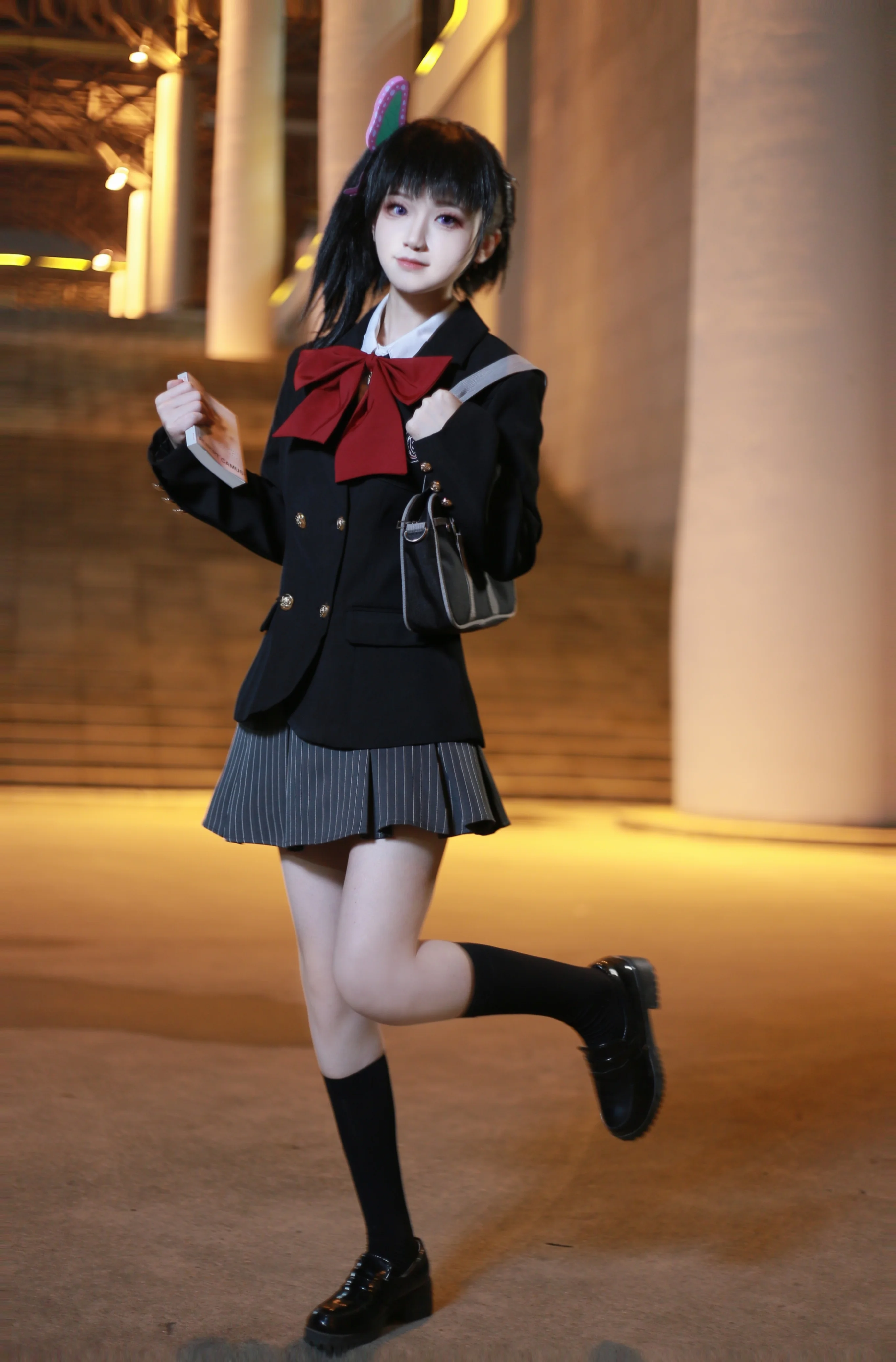【蝴蝶忍香奈乎cos】暗红领结下的学院风私设夜景正片 - 第 6 张