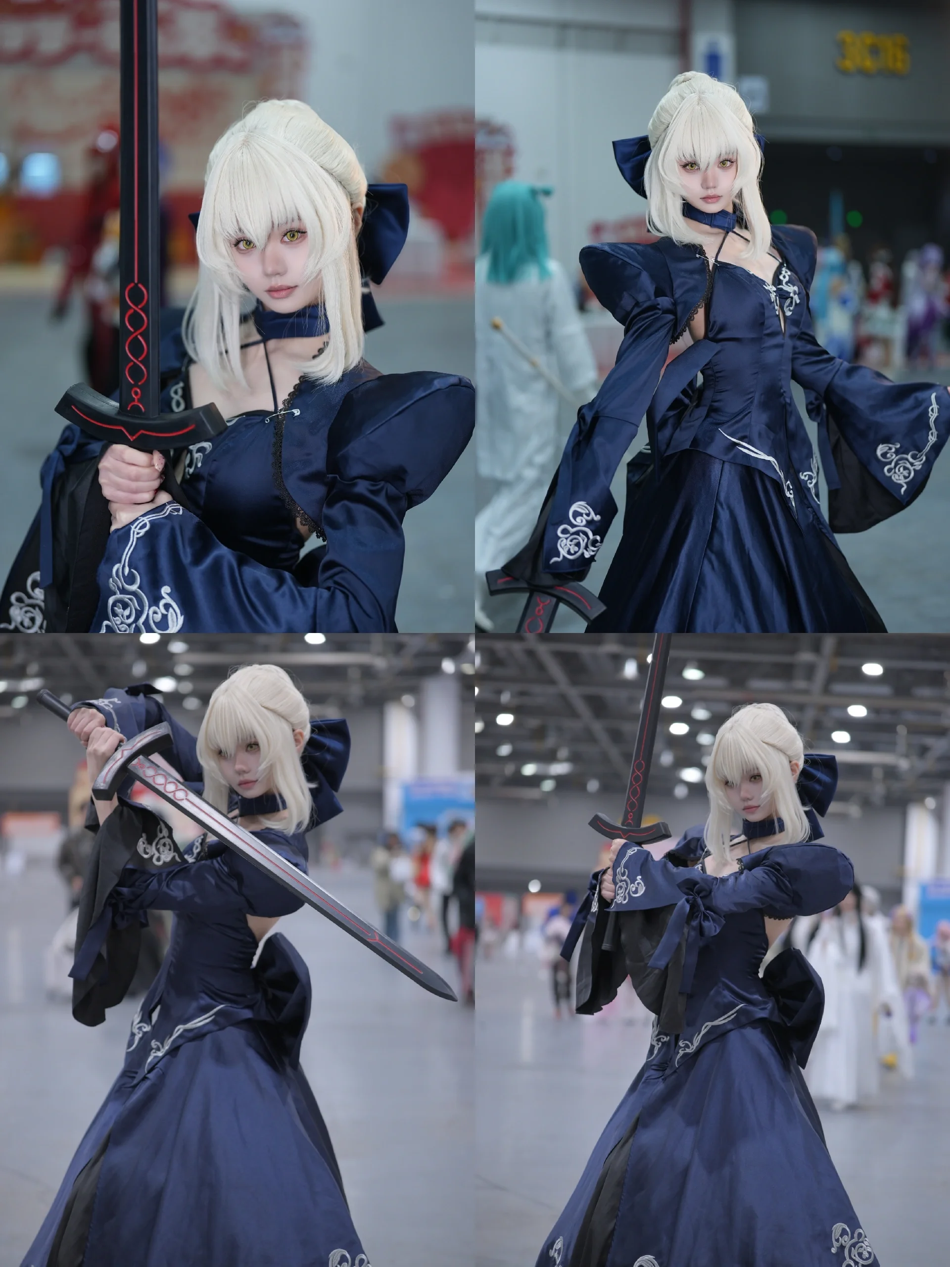 【黑呆cos】杭州梦乡D1返图，藏蓝礼服与银白假发 - 第 1 张
