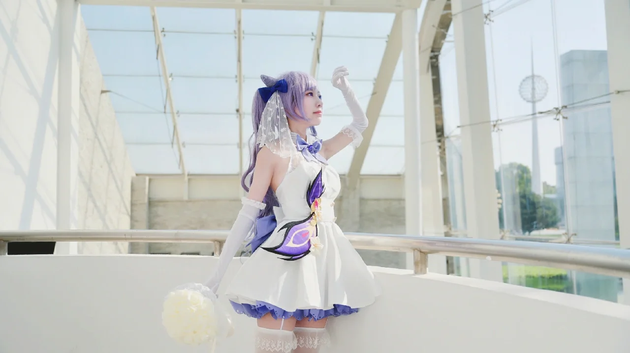 【刻晴cos】原神刻晴花嫁，白纱下的玉衡星 - 第 2 张