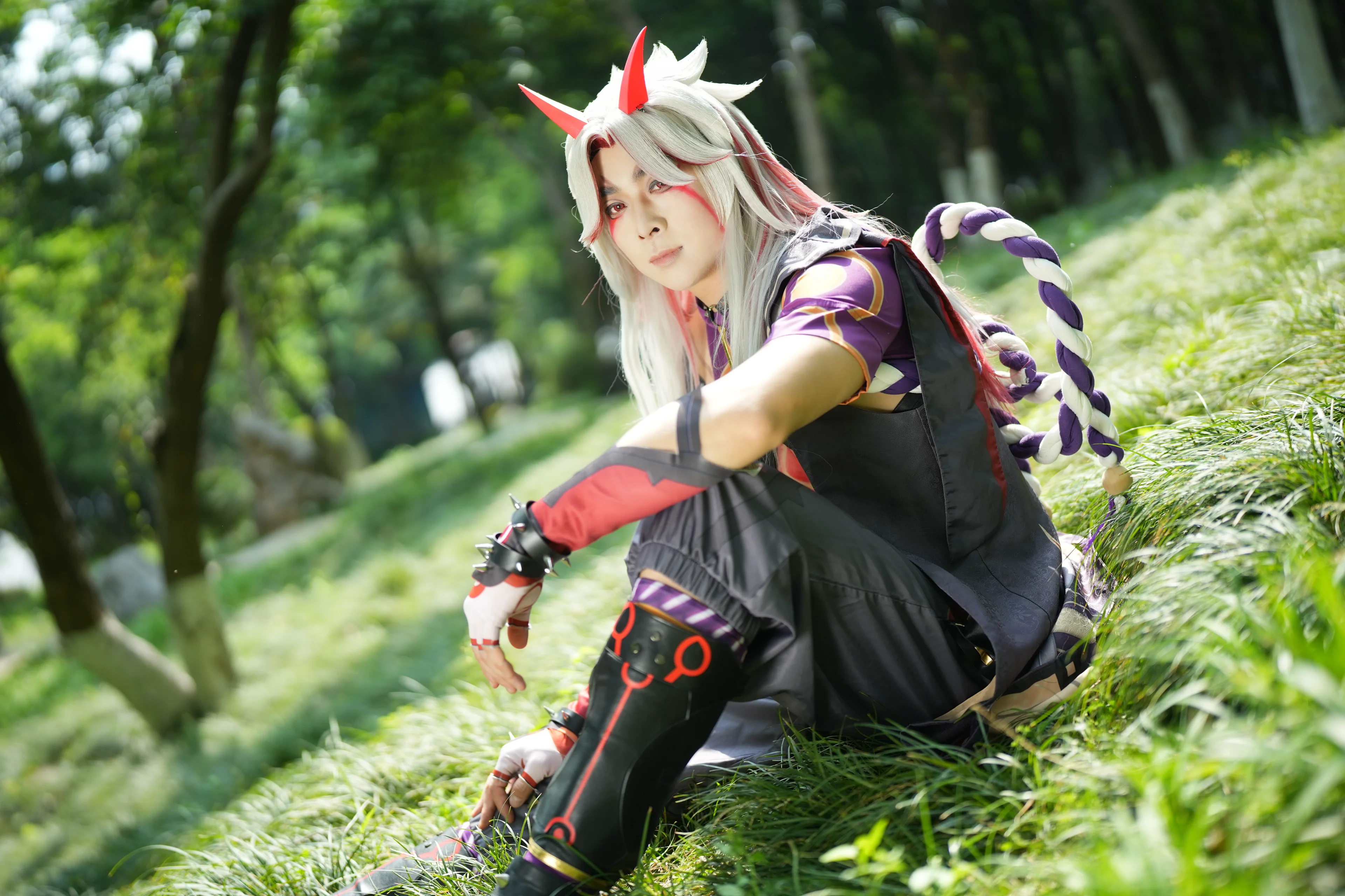 [Arataki Itto cosplay] Summer Outdoor Shoot, Recreating the Bold and Unrestrained Nature of the Oni Youth