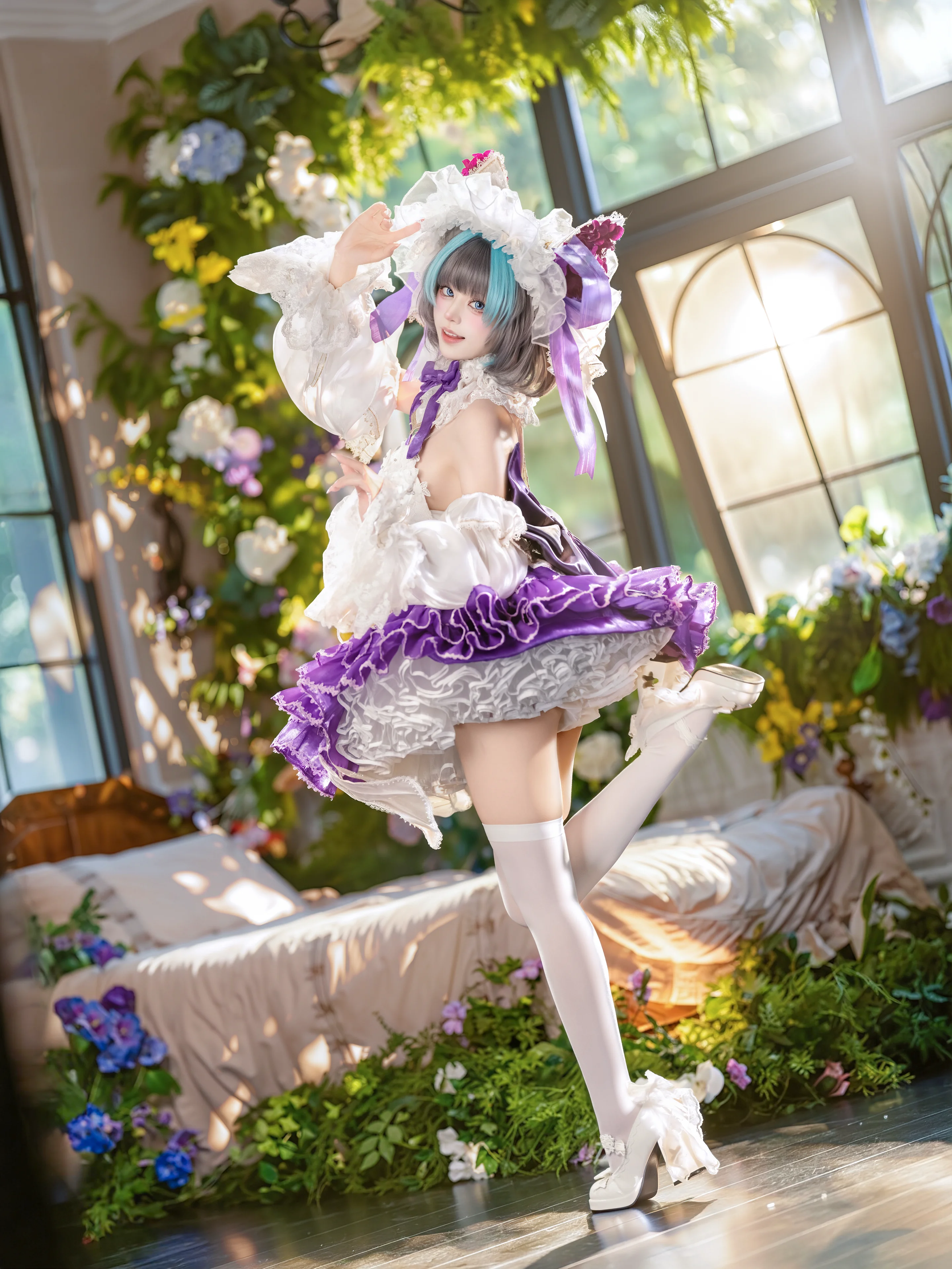 【チェシャー コスプレ】アズールレーン、陽光あふれる温室での華麗なる旋回 - 1 枚目