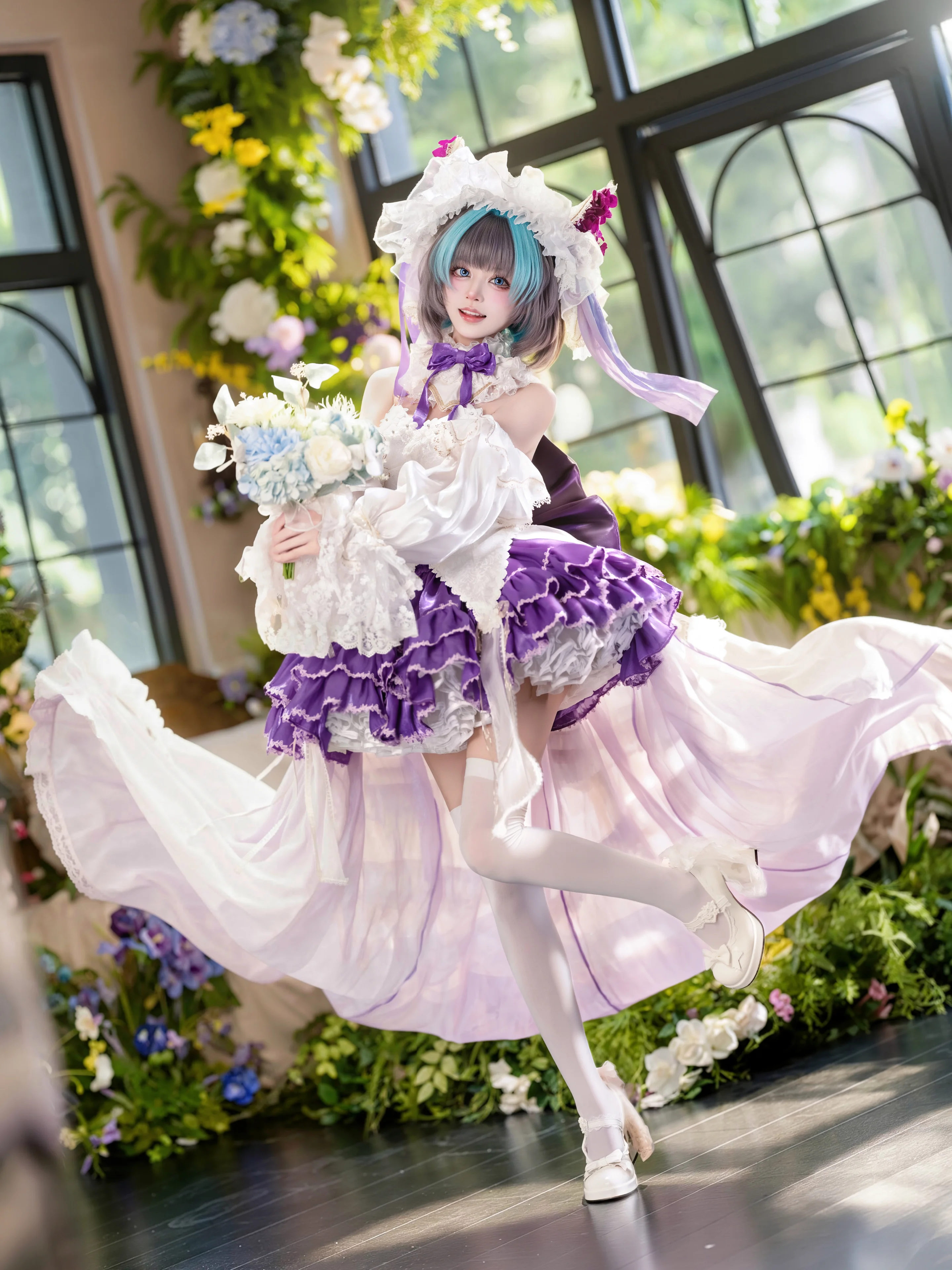 【チェシャー コスプレ】アズールレーン、陽光あふれる温室での華麗なる旋回 - 2 枚目