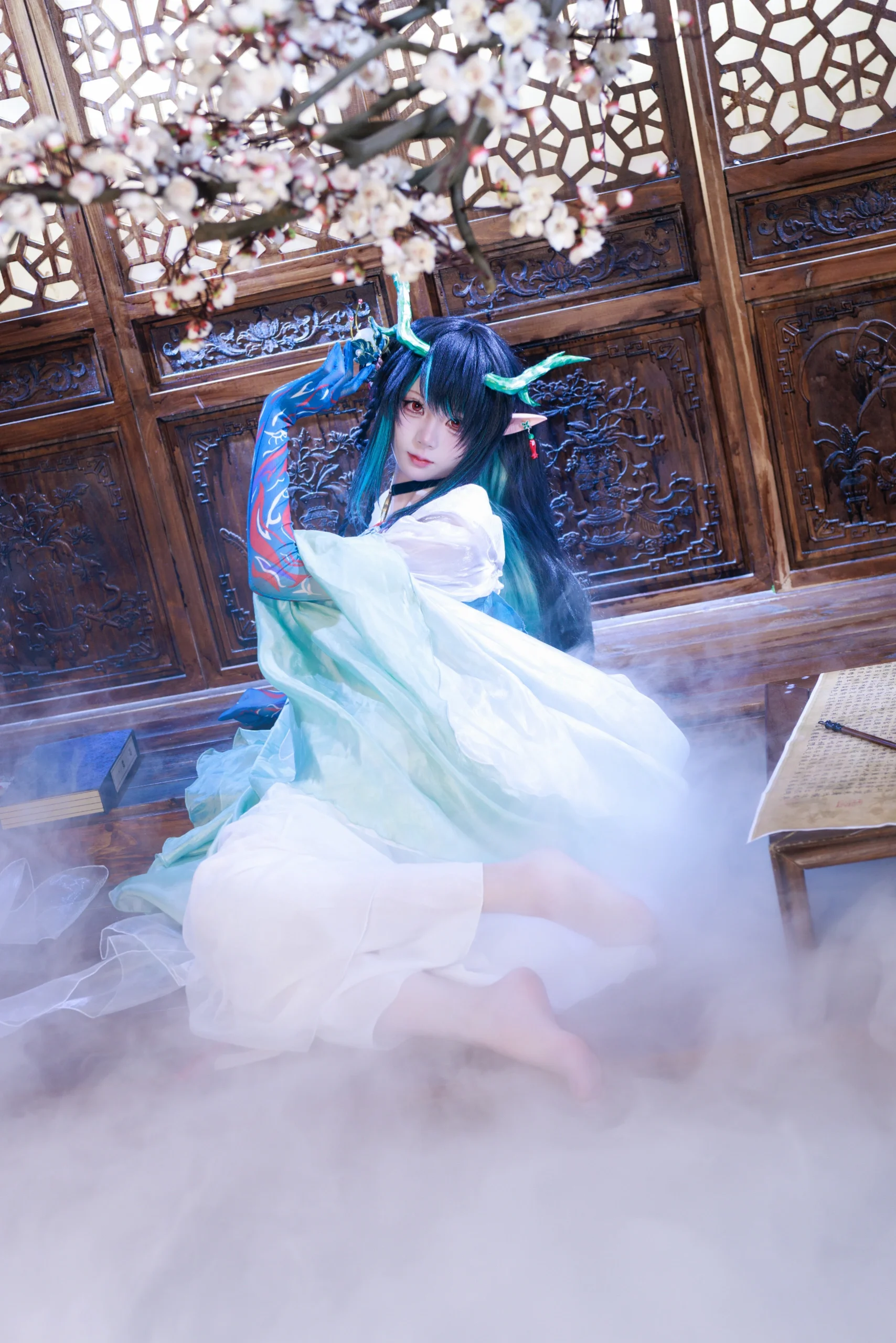 [Arknights Dusk Cosplay] The Chinese-Style Atmosphere and Ink-Wash Texture of Cyanide Jade Inkstone - Image 2