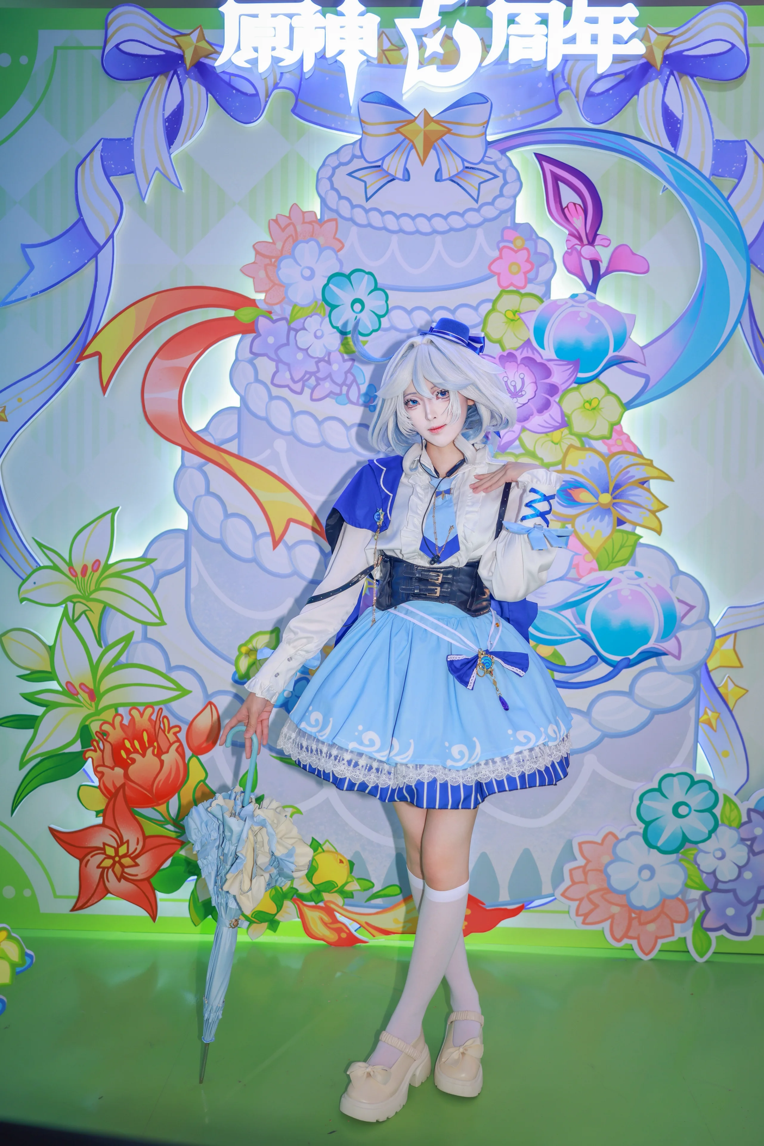【芙宁娜cos】原神5周年线下打卡，蓝白系穿搭还原全记录