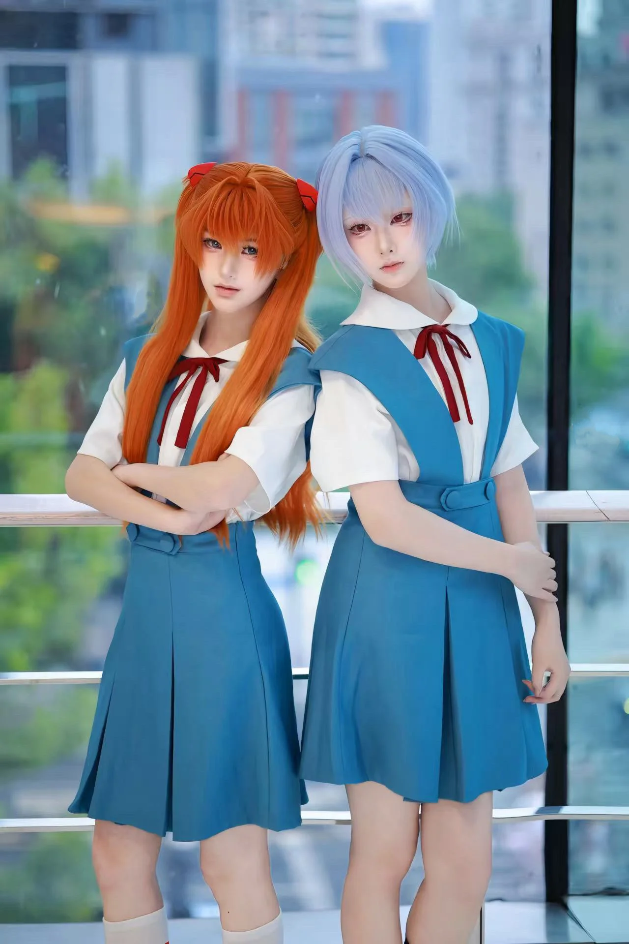 【明日香cos】新世纪福音战士的经典校服搭档，还原度拉满 - 第 1 张
