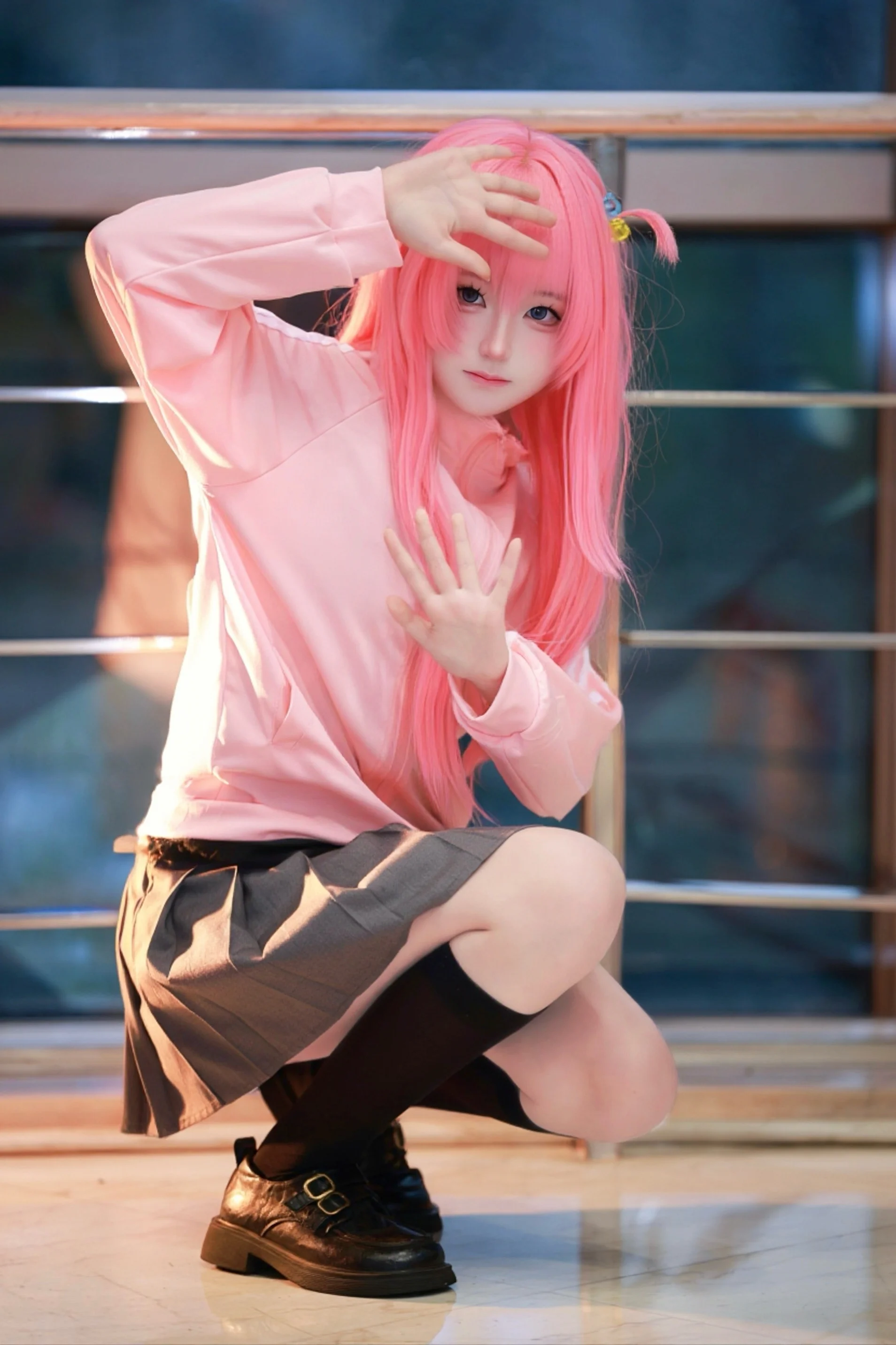 【波奇酱cos】孤独摇滚里的粉色运动服穿搭记录
