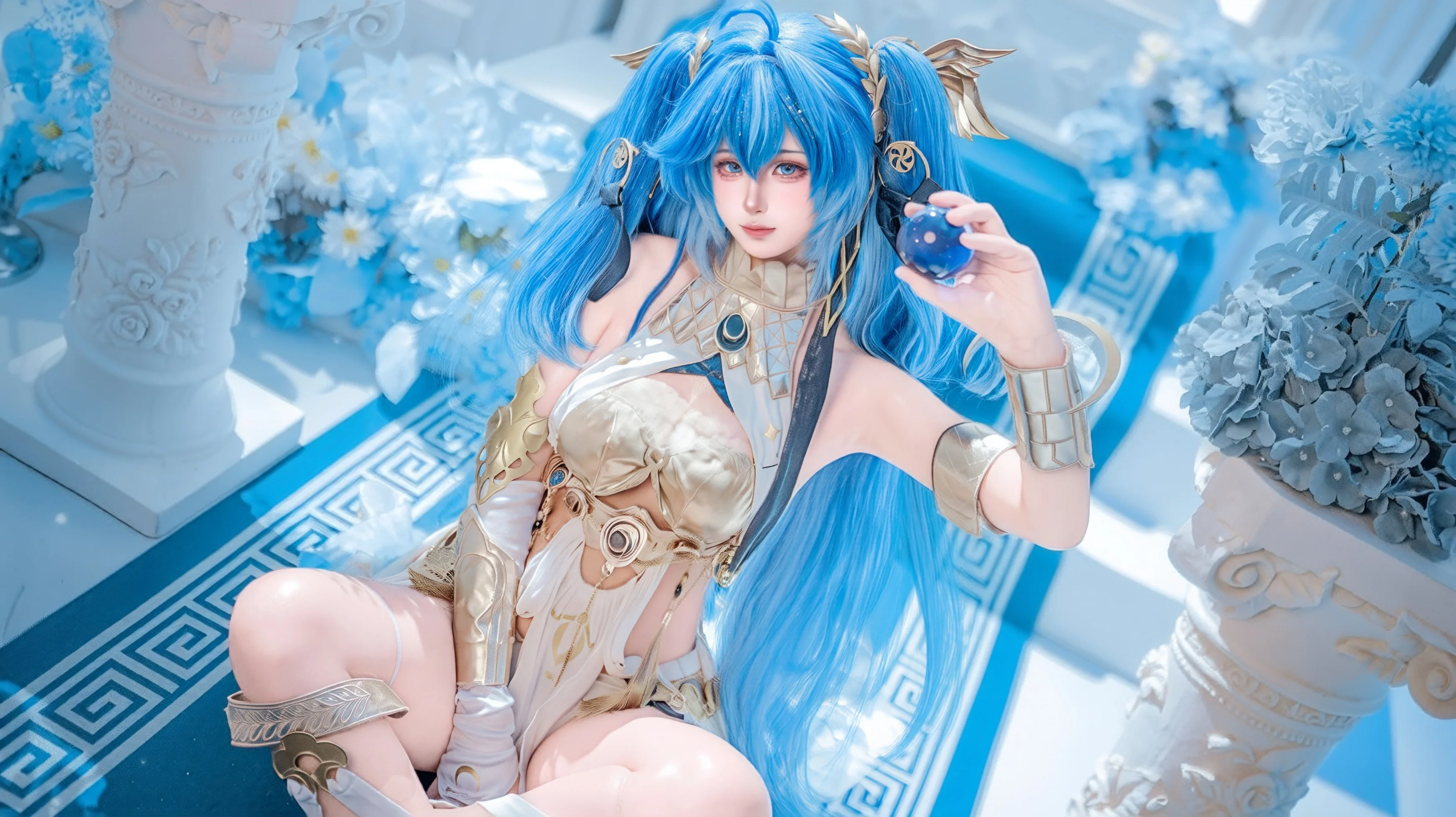【尤诺cos】鸣潮尤诺正片，蓝白交织的视觉呈现 - 第 3 张