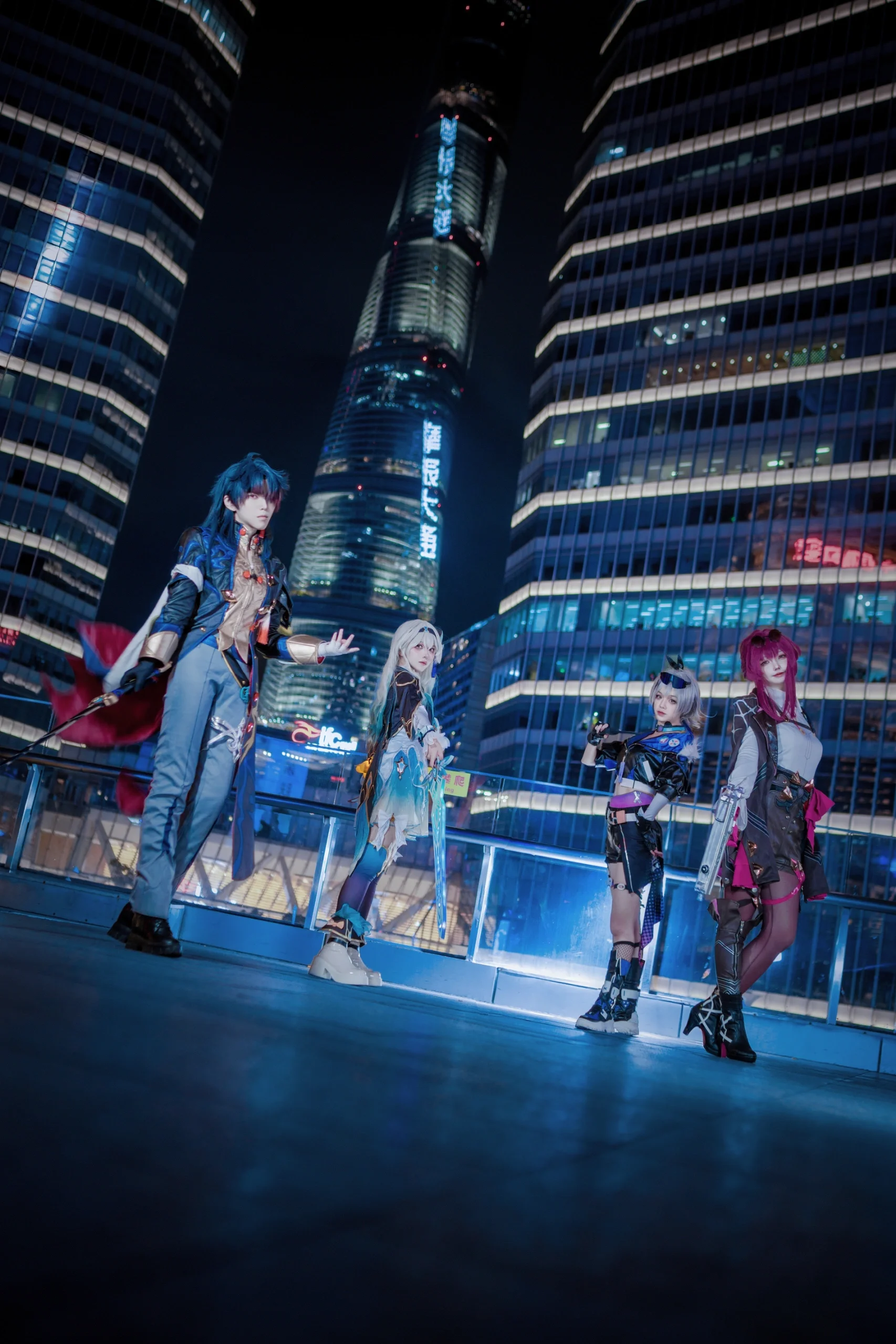 [Kafka, Blade, Silver Wolf & Firefly cosplay] Honkai: Star Rail — Stellaron Hunters on a Night City Rooftop - Image 10