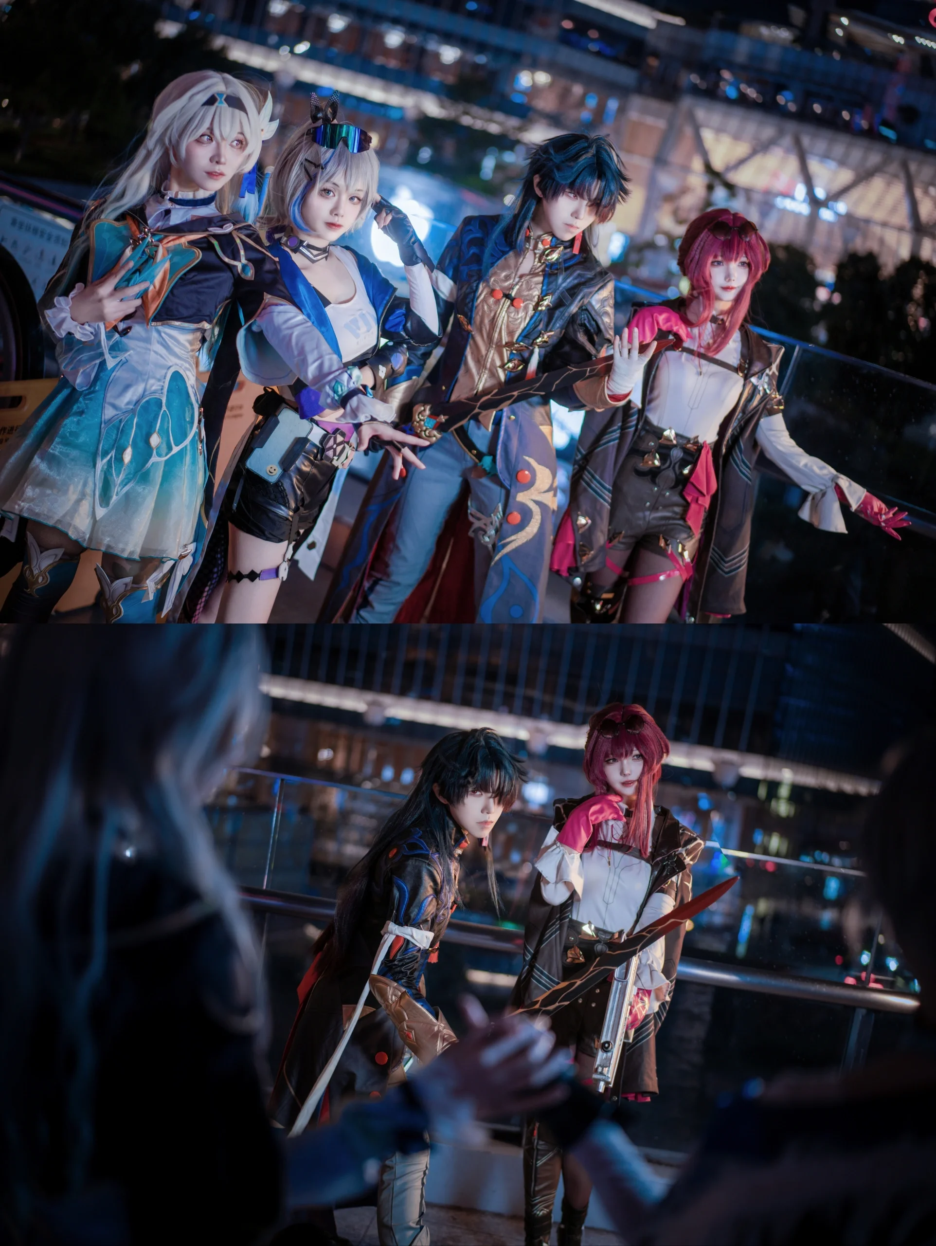 [Kafka, Blade, Silver Wolf & Firefly cosplay] Honkai: Star Rail — Stellaron Hunters on a Night City Rooftop - Image 3