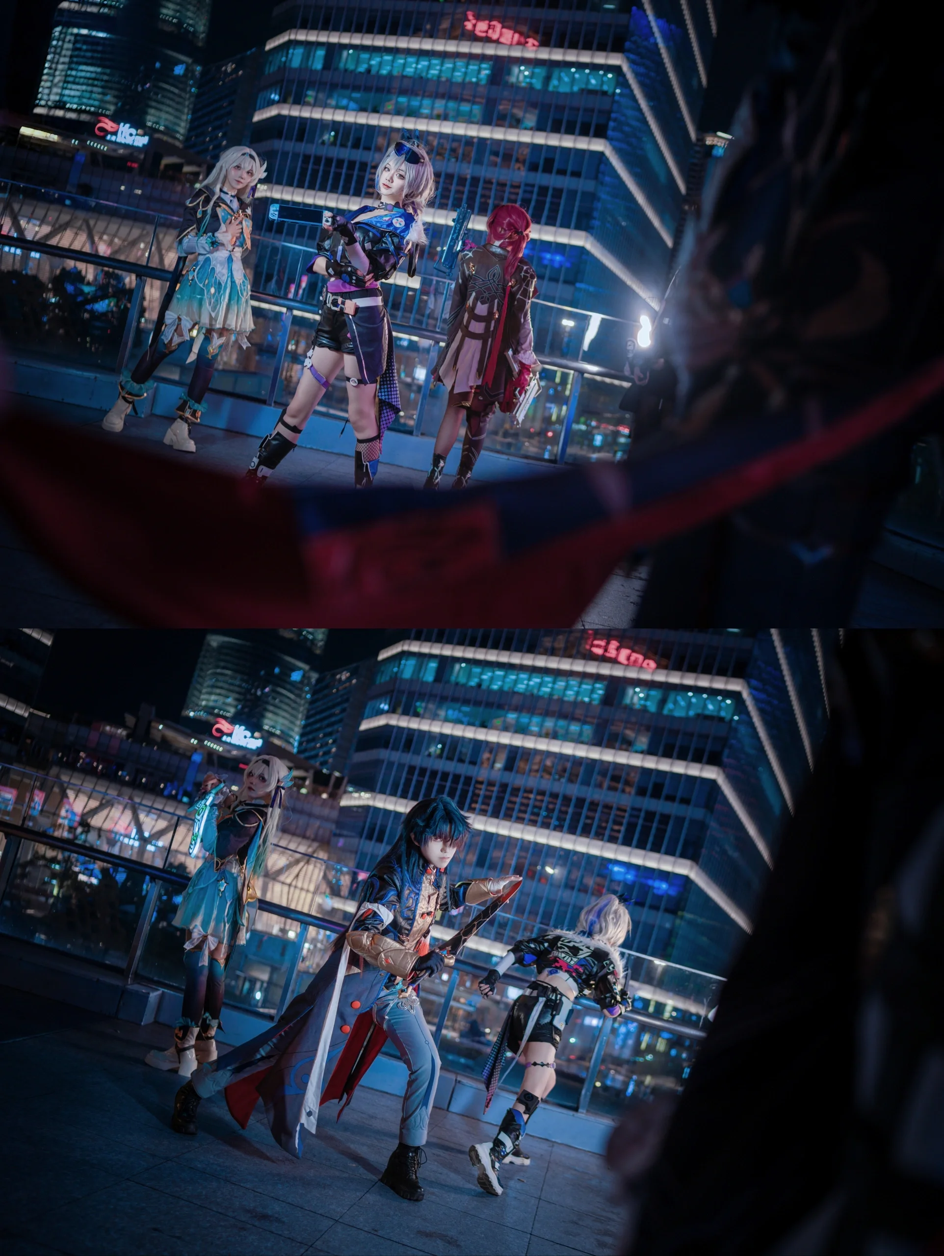 [Kafka, Blade, Silver Wolf & Firefly cosplay] Honkai: Star Rail — Stellaron Hunters on a Night City Rooftop - Image 8